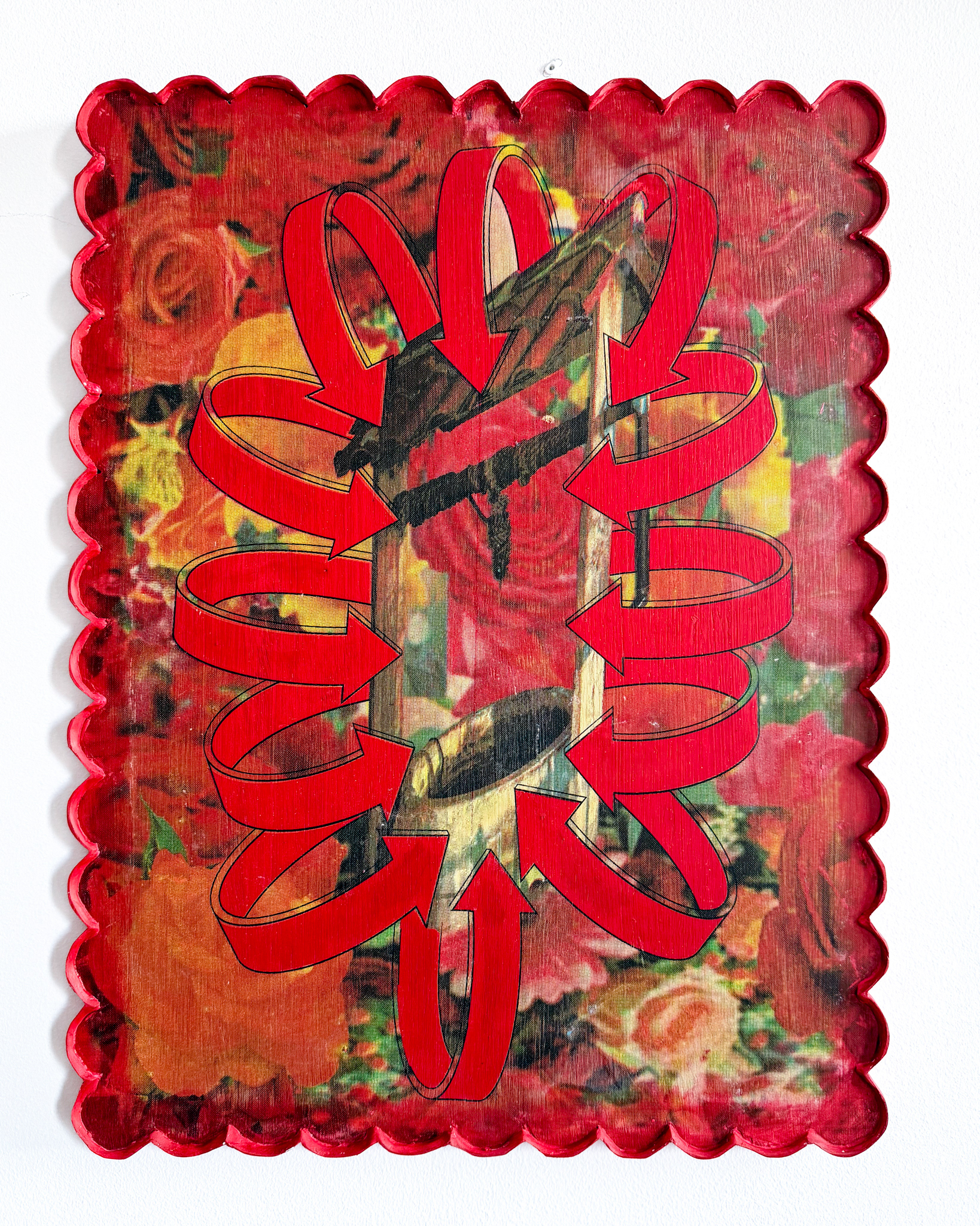 What were you looking for? 2025, screenprint and acrylic on wood, clay