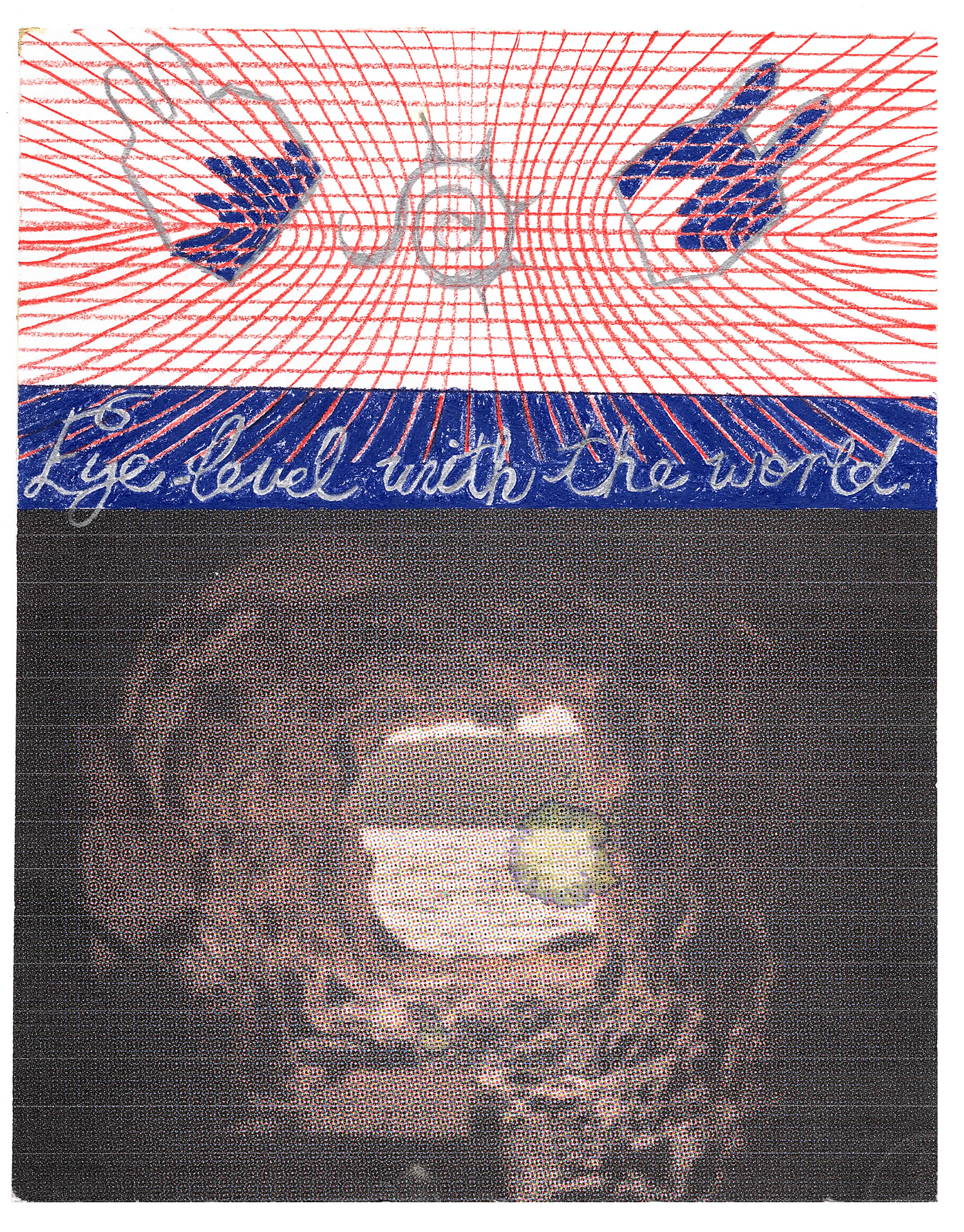 Eye level with the world, 2024, inkjet print and colored pencil on BFK Rives