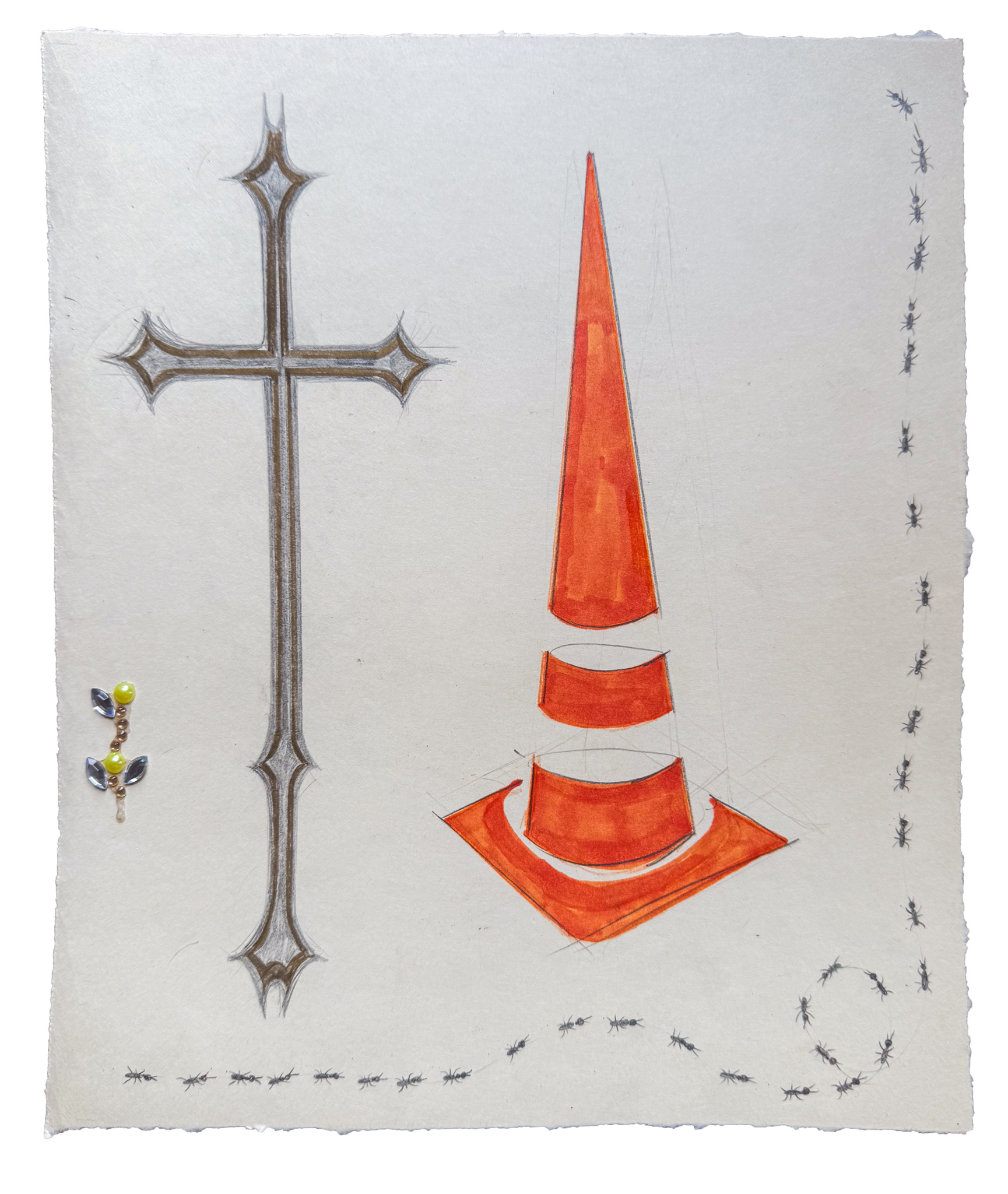 Safety Diptych, 2025, Graphite, colored pencil, and marker on paper