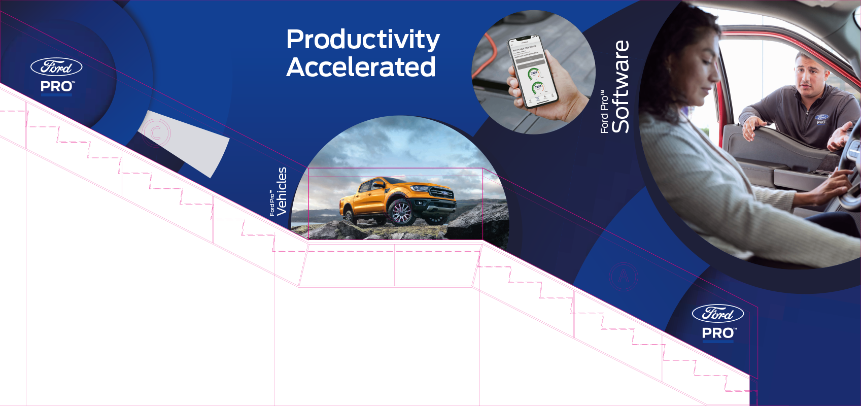 Ford PRO – NEC Commercial Vehicles Show 2022 – Main Wall & Stairs