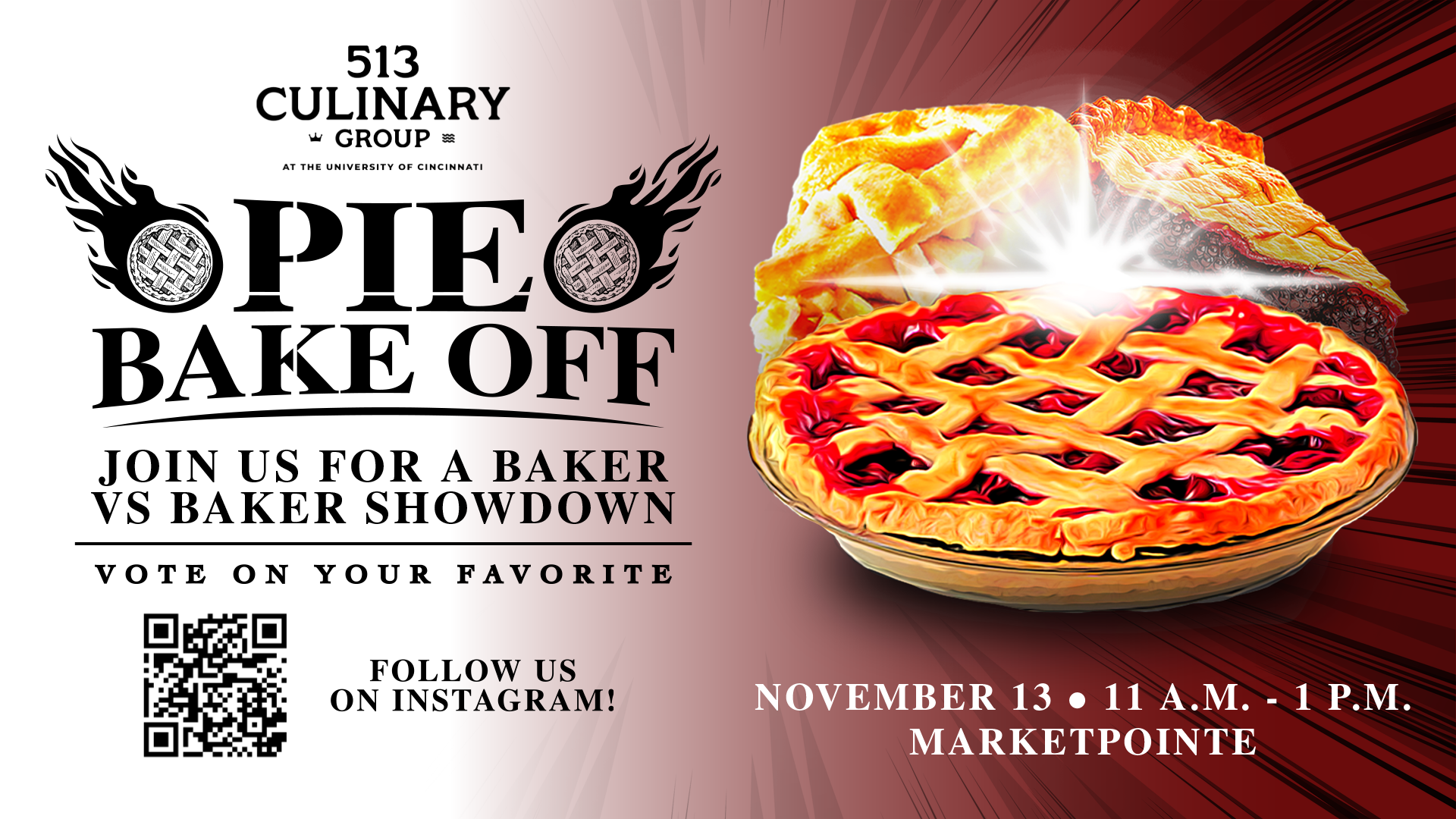 Promotional Graphic for a 513 Culinary Group sponsored Pie-Bake off, in association with Sodexo 