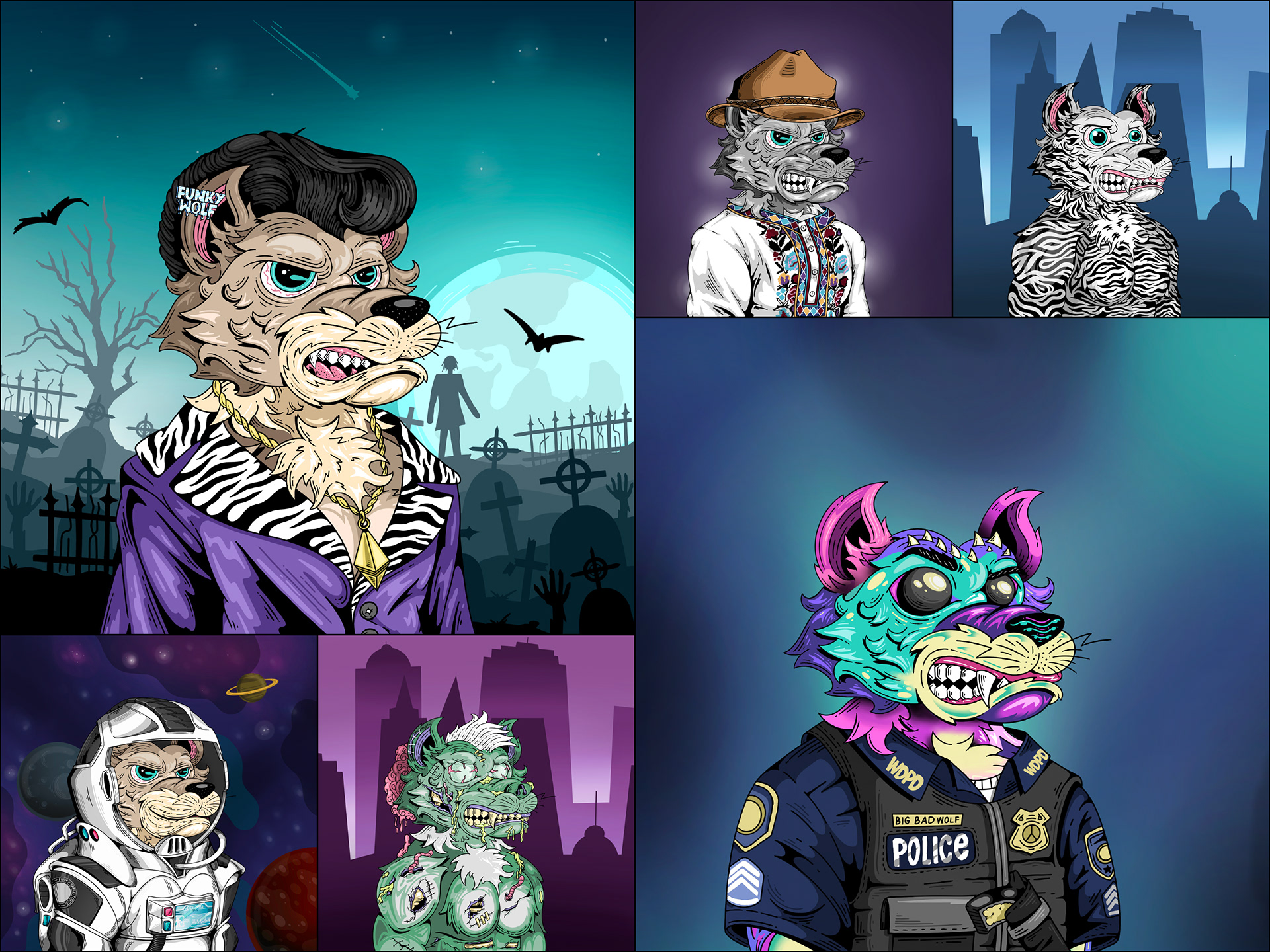 Funky Wolves NFT Collection on Opensea