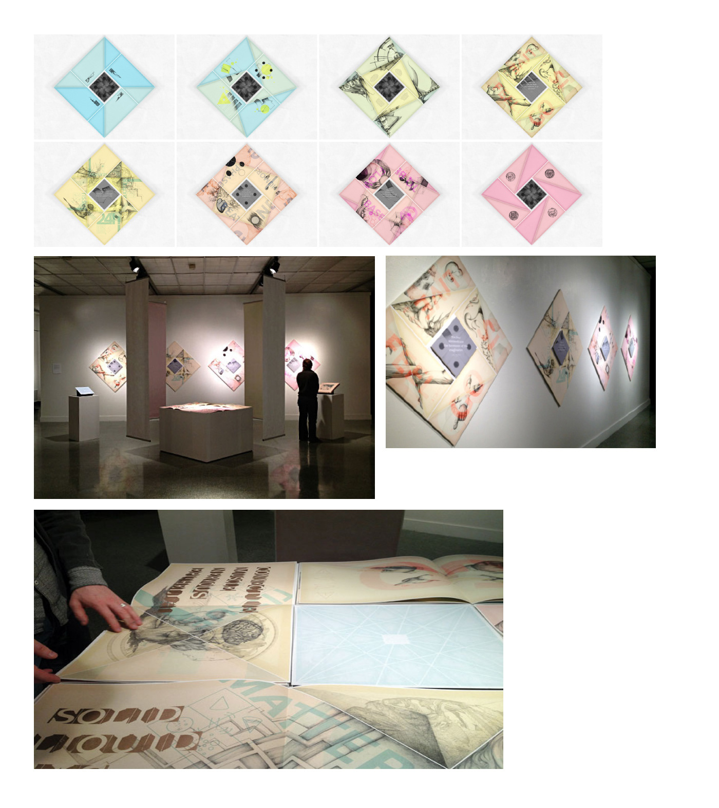 artist book «4», Gatis Cirulis, graphic design, installation, environmental graphics, exhibit design, typography, surreal, magical, drawing