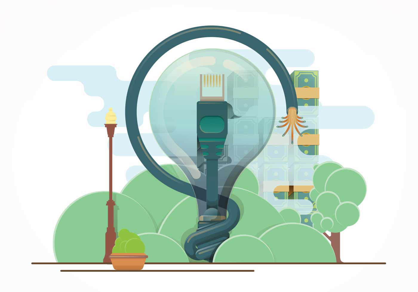 communication, Gatis Cirulis, illustration, light bulb, many, internet cable, light 