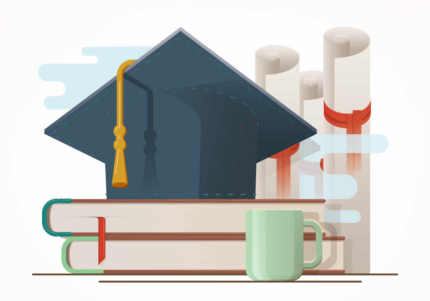 education, Gatis Cirulis, illustration , graduation, books, cup of coffee, diploma 