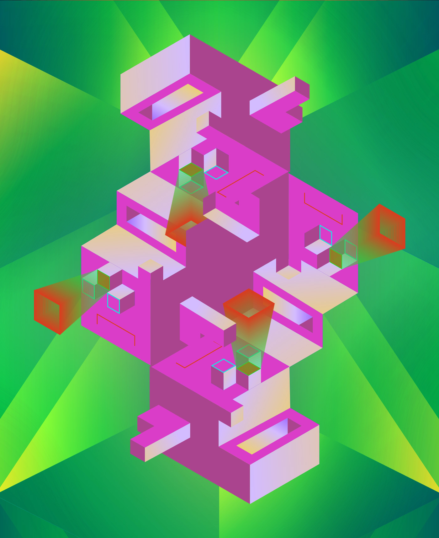 6 up, Gatis Cirulis, illustration, isometric, surreal, abstract art, exploration 