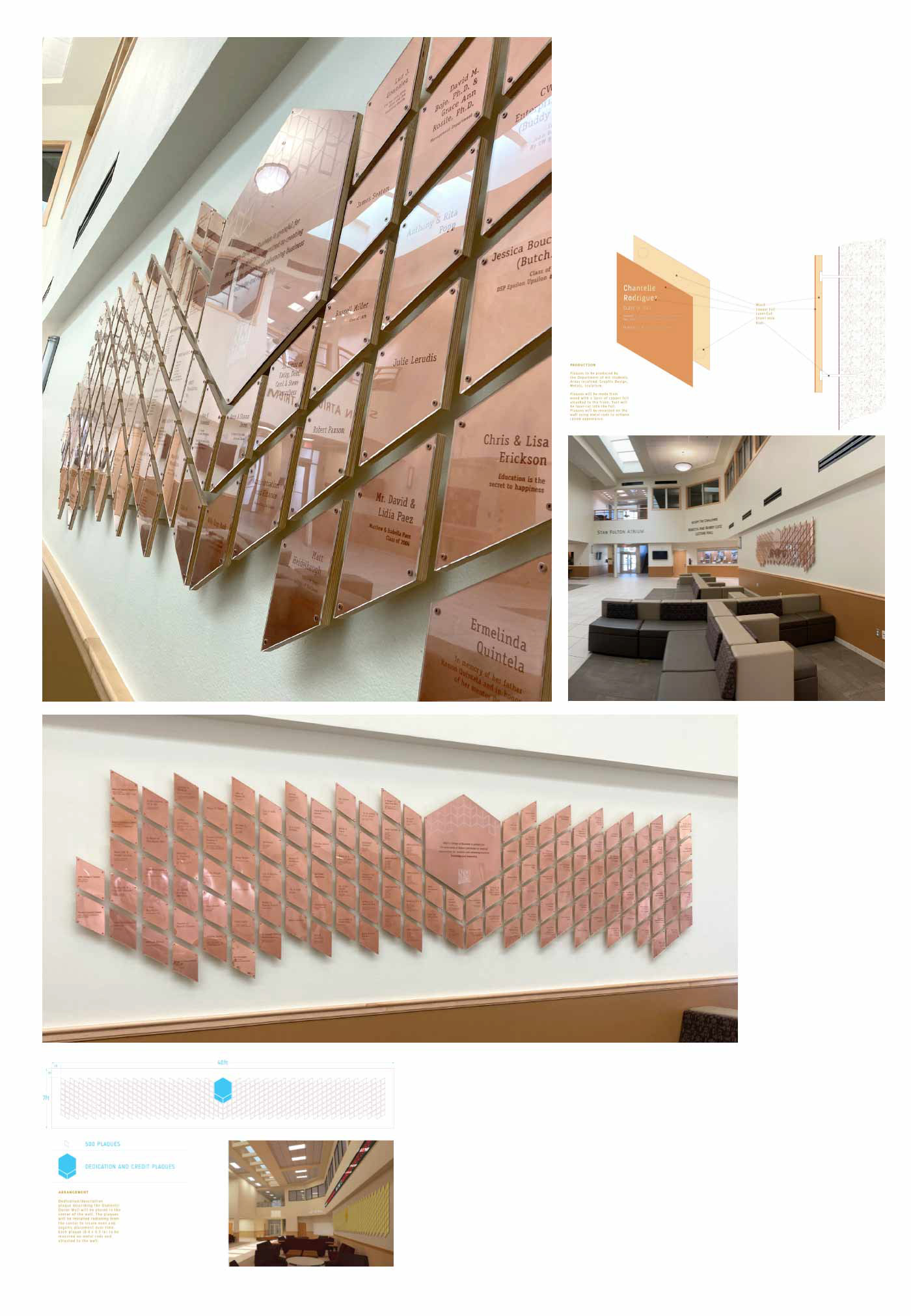 DOMENICI HALL DONOR WALL, Gatis Cirulis, graphic design, installation, wall, shiny, typography, lux