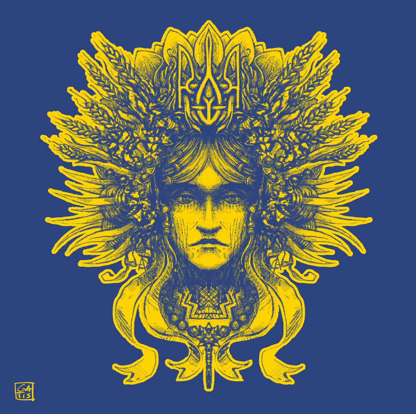 СЛАВА УКРАЇНІ!, Gatis Cirulis, illustration, women, stop the war, portrait