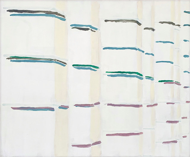 Als een hoekig gordijn, acryl op linnen, 100 x 120 cm