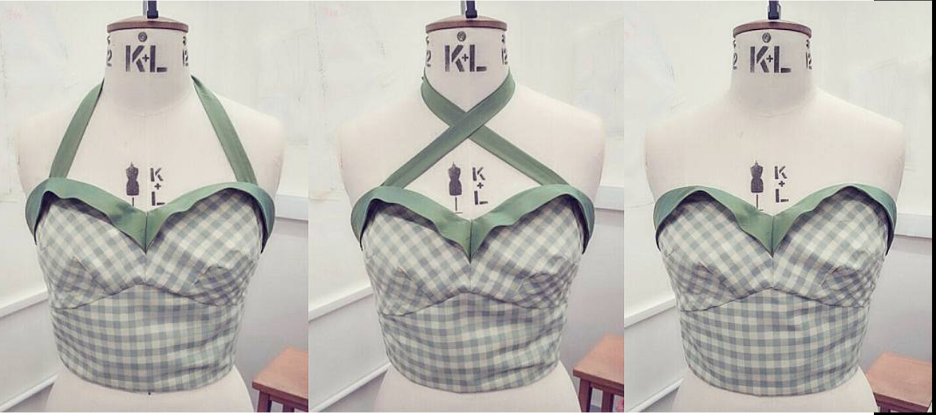 (Machinist) Seereucker & taffeta bralette with interchangeable straps