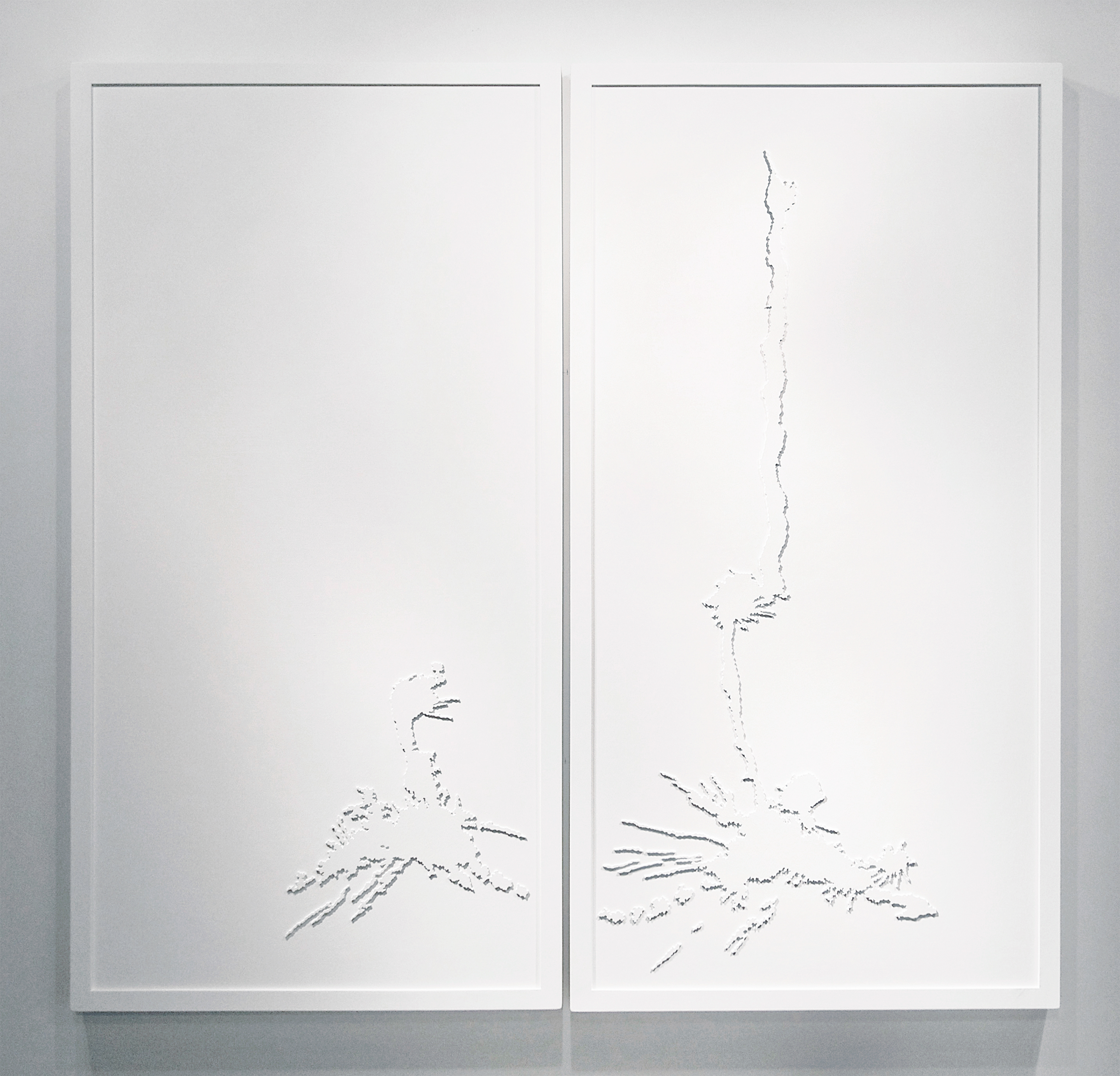 [CR3ab] Earwax Roadstains East: Milwaukee Ave., Chicago, December 30th, 2006, 2006-ongoing painted wood relief 72 x 72 x 4 in (182.88 x 182.88 x 10.16 cm)