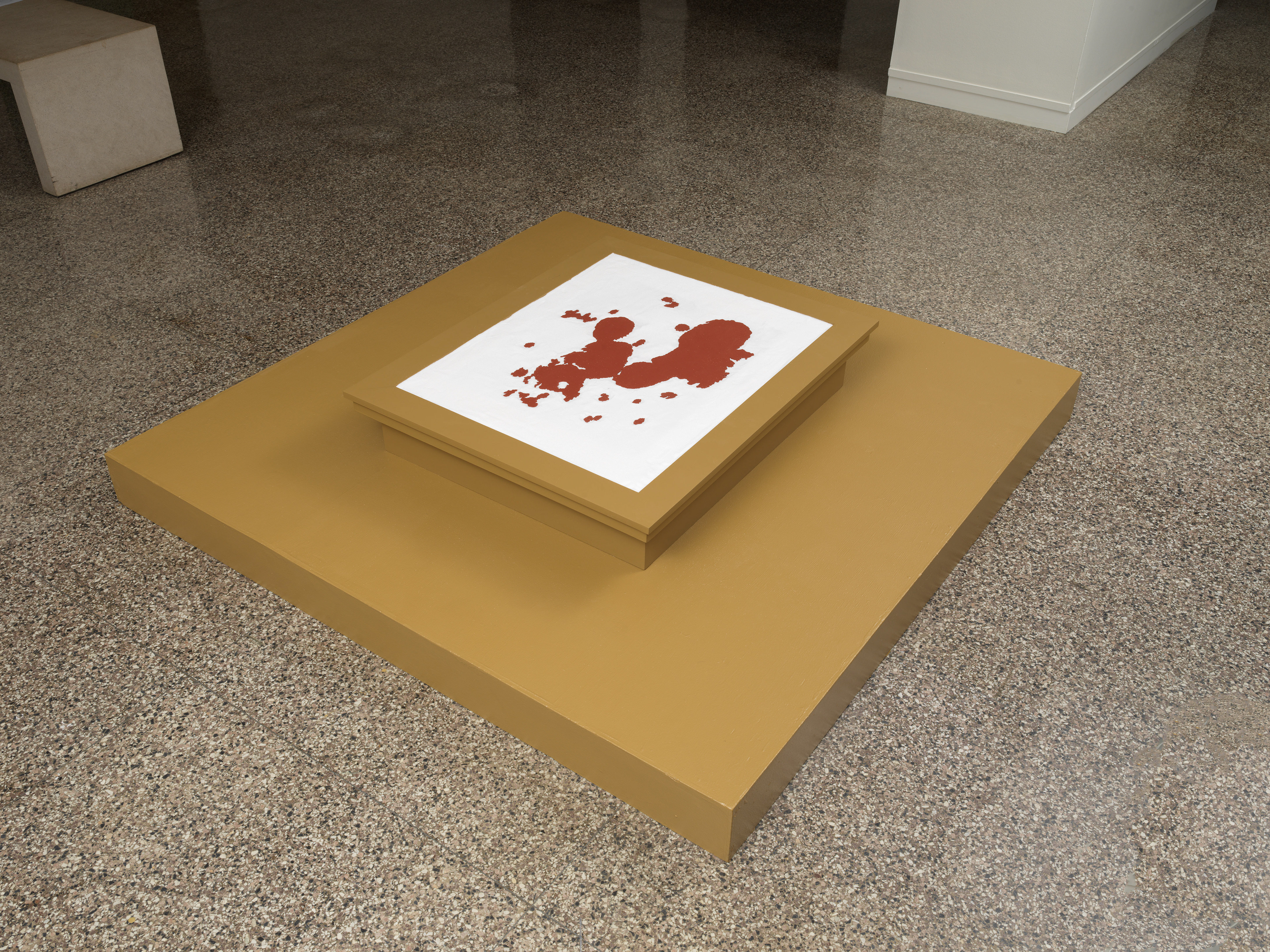 [SP1] Shower Puddle Relief #1, 1997-2000 latex paint on wood with salt and MDF 7.5 x 35 x 42 in (19.05 x 88.9 x 106.68 cm)