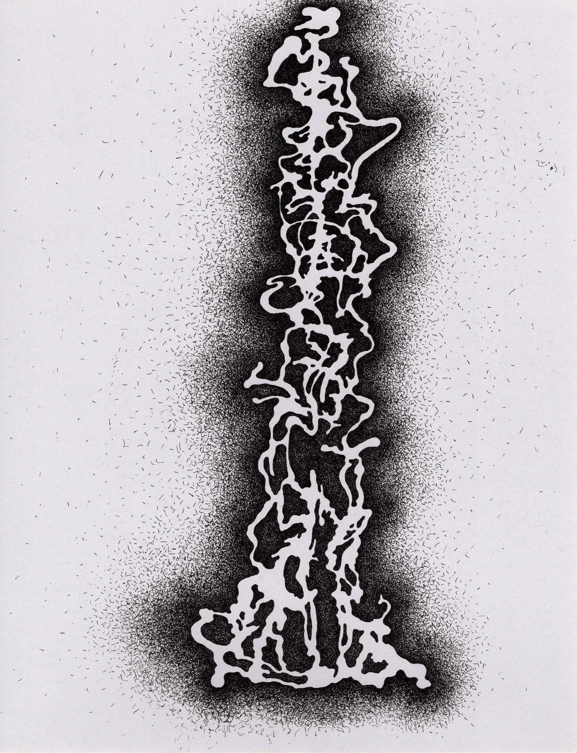 [W5] Amputated Wise Oak, Re-formed Gesture Studies Negative 7 for stage set, 2024 ink on gray card stock Paper size: 11 x 8 in (27.94 x 20.32 cm) Framed: 13 x 10 x 1.5 in (33.02 x 25.4 x 3.81 cm)