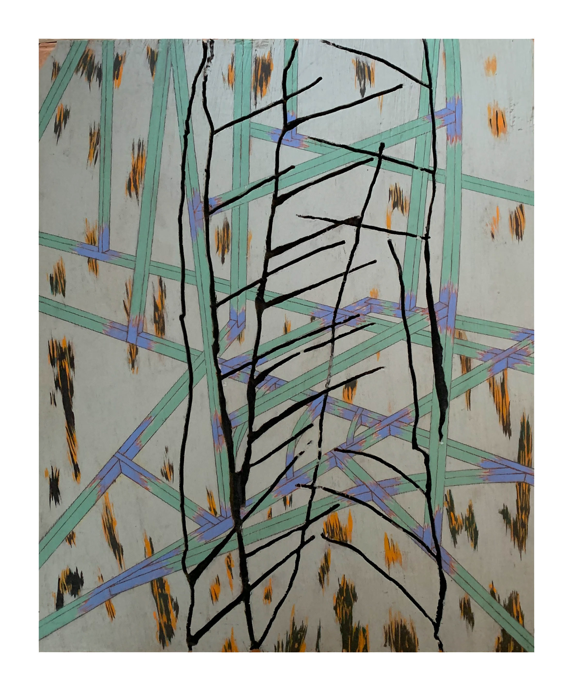 Ox-Bow Landscape L1-T1-B, 1983 acrylic on routed plywood 17.75 x 14.5 x 1.5 in (45.09 x 36.83 x 3.81 cm)