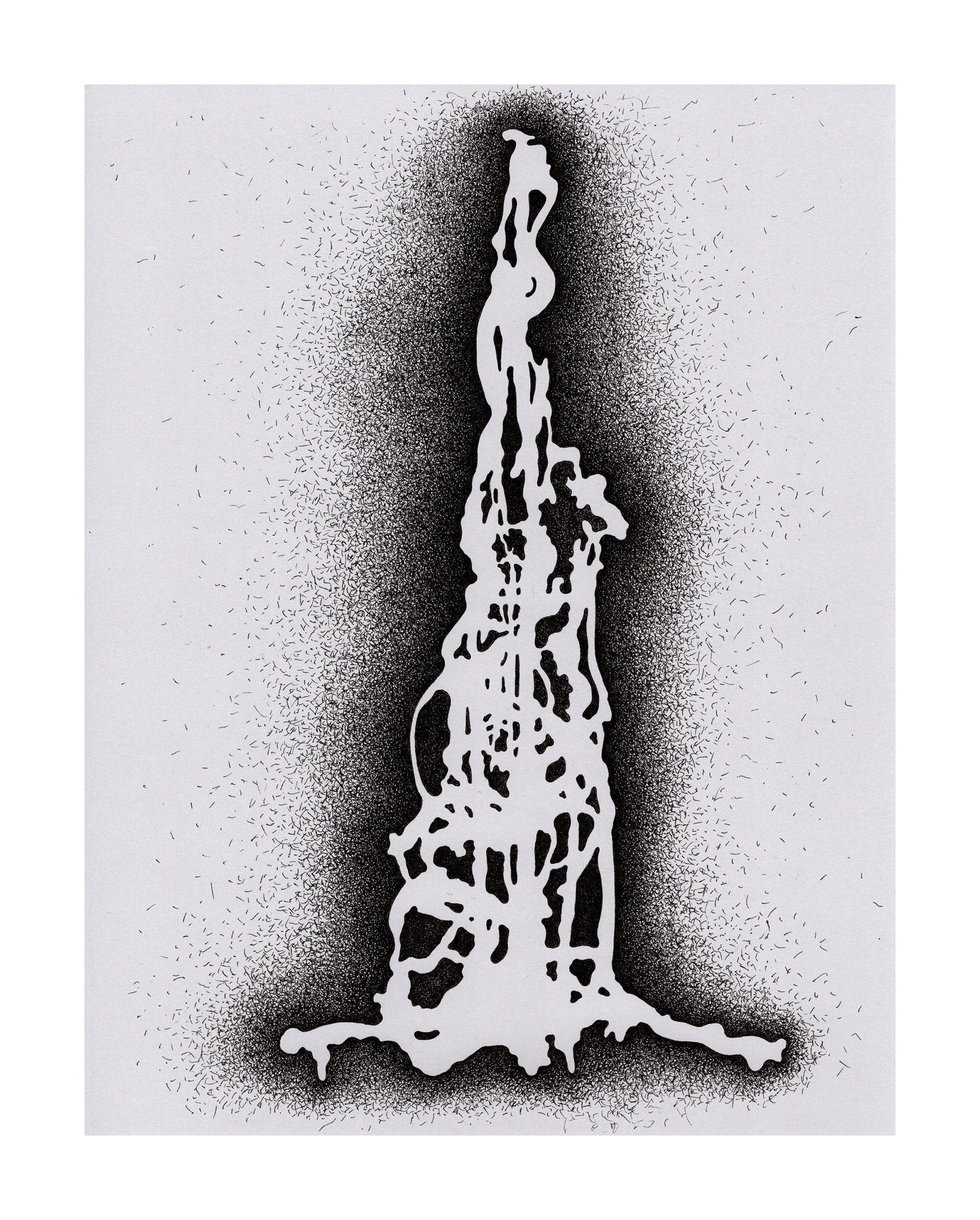 Amputated Wise Oak, Re-formed Gesture Studies Negative 4 for stage set, 2024 ink on gray card stock Paper size: 11 x 8 in (27.94 x 20.32 cm) Framed: 13 x 10 x 1.5 in (33.02 x 25.4 x 3.81 cm)
