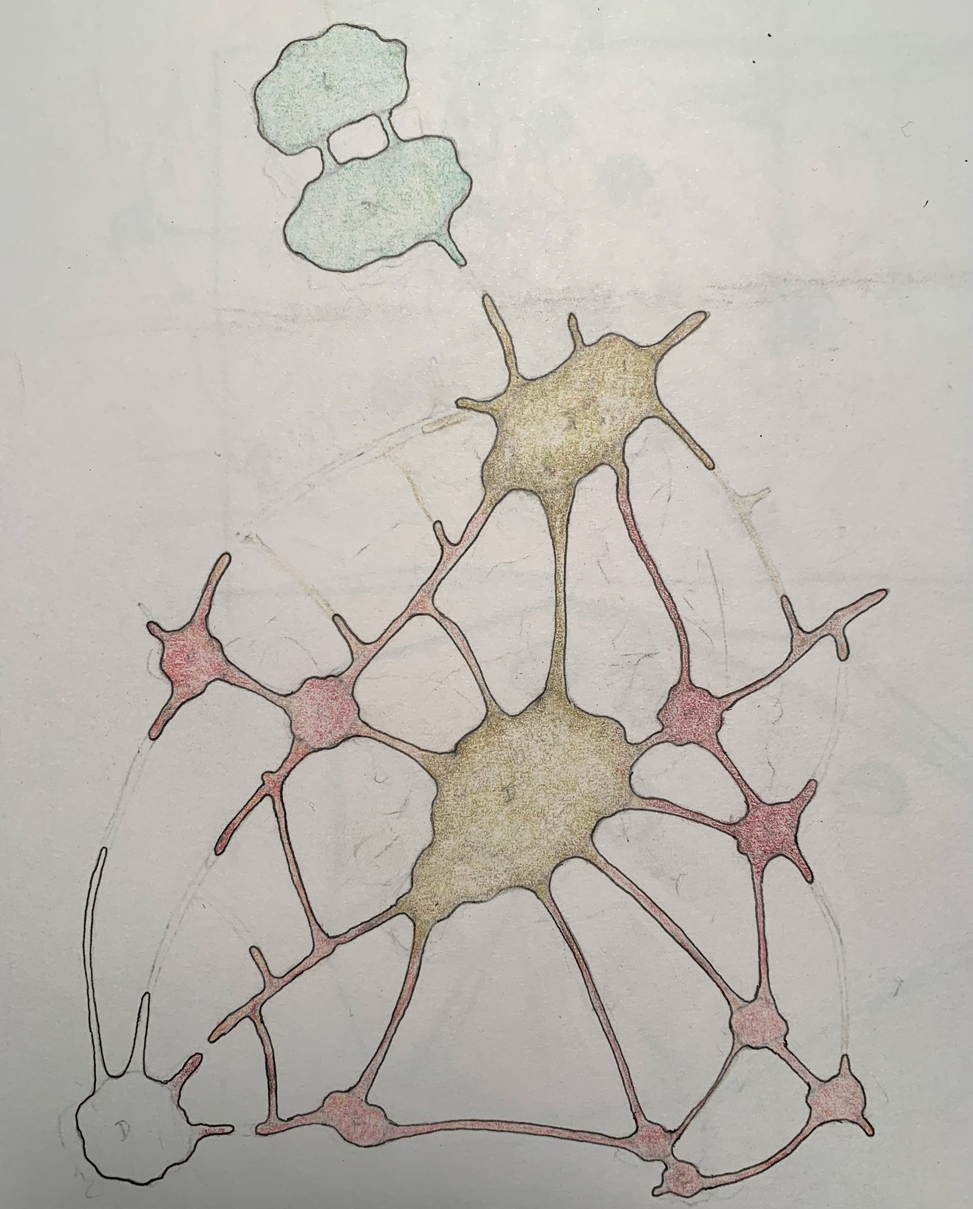 [W28k] Wise One Study Drawings #3 - Diagram Study for VR #2, 2025 Prismacolor pencil on paper Paper size: 11 x 8.5 in (27.94 x 21.59 cm)