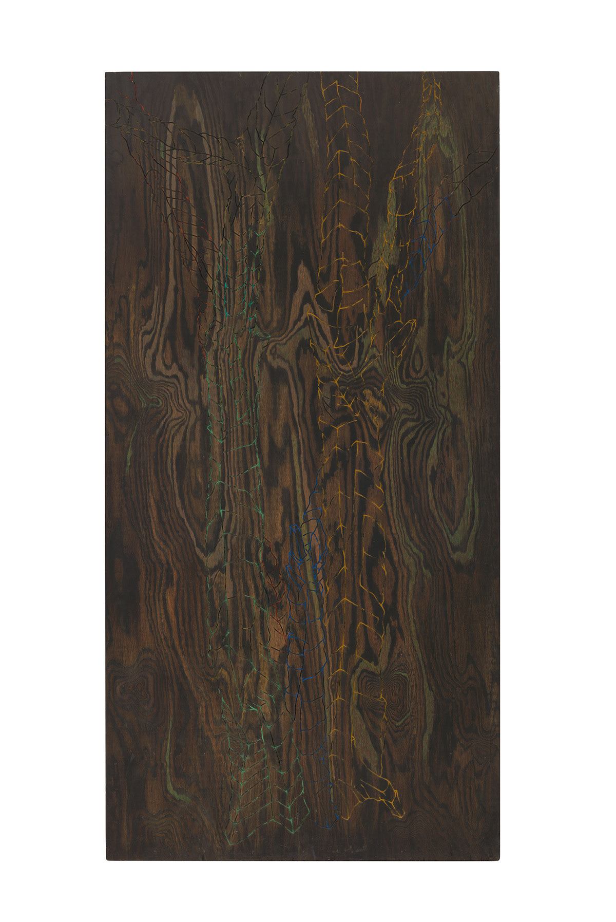 Adams Mulberry Tree #1 west view, 1985-87 acrylic and ink on routed plywood 96 x 48 x 2 in (243.84 x 121.92 x 5.08 cm)