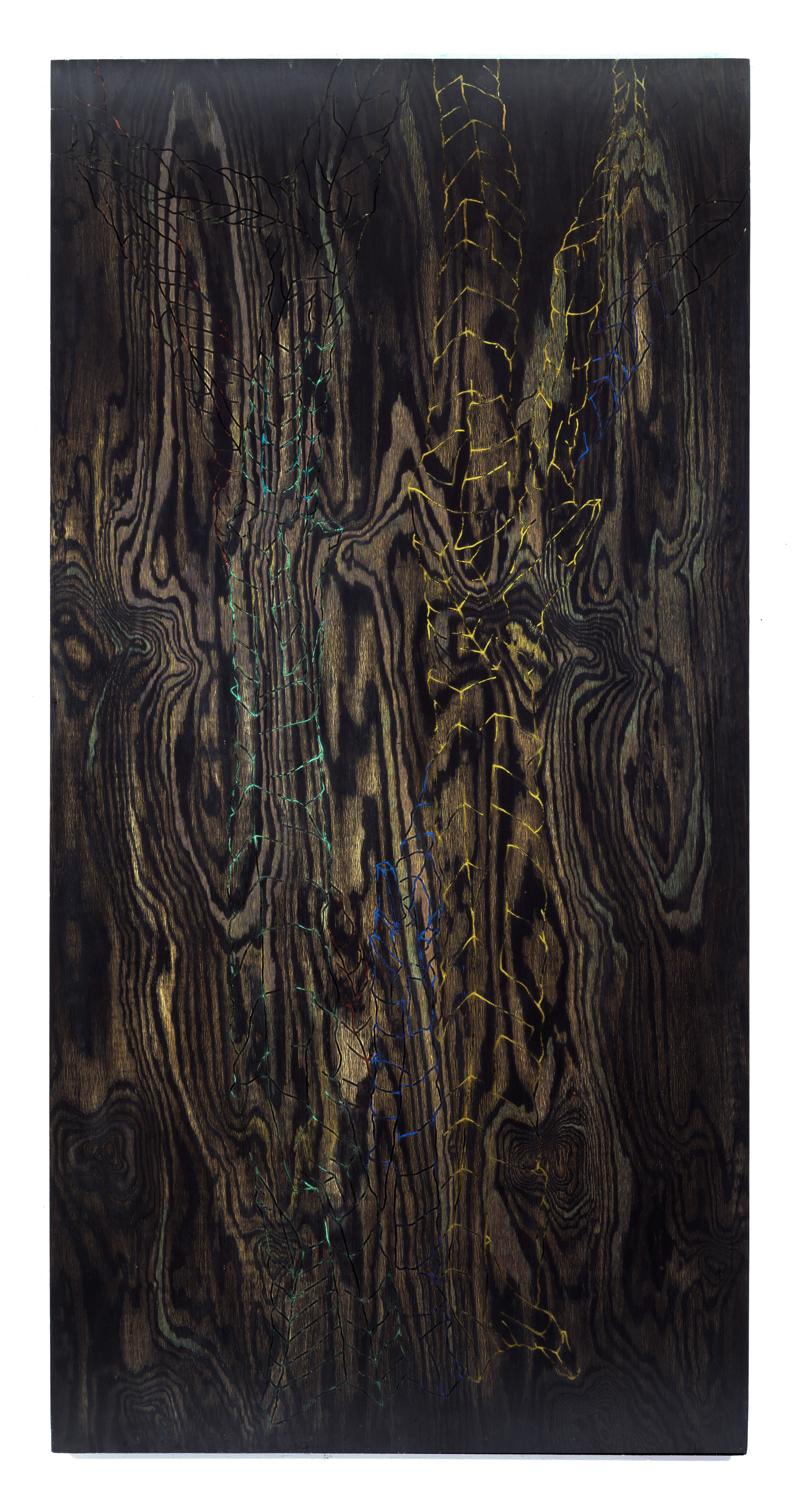 [M1] Adams Mulberry Tree #1 west view, 1985-87 acrylic and ink on routed plywood 96 x 48 x 2 in (243.84 x 121.92 x 5.08 cm)