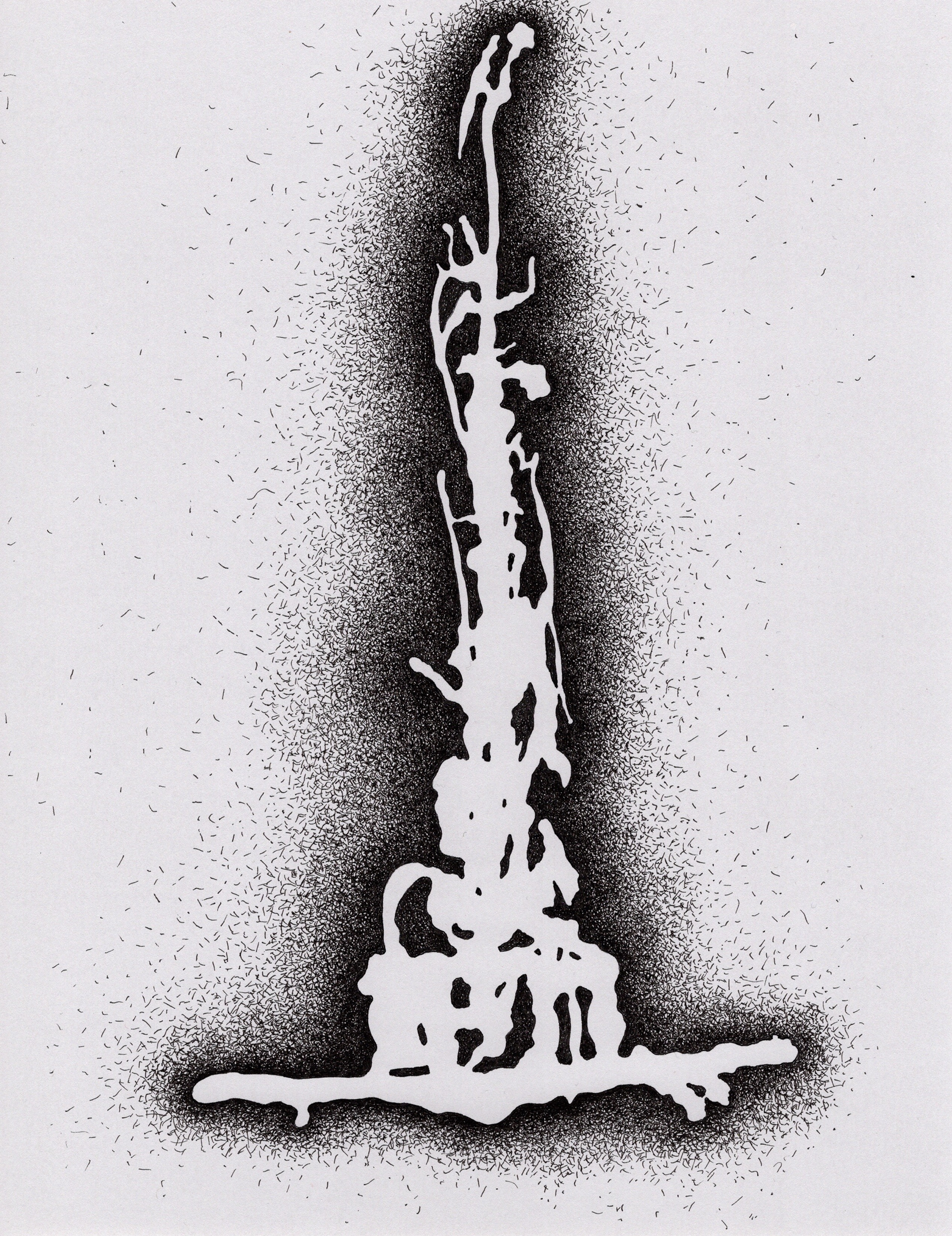 [W1] Amputated Wise Oak, Re-formed Gesture Studies Negative 1 for stage set, 2024 ink on gray card stock Paper size: 11 x 8 in (27.94 x 20.32 cm) Framed: 13 x 10 x 1.5 in (33.02 x 25.4 x 3.81 cm)