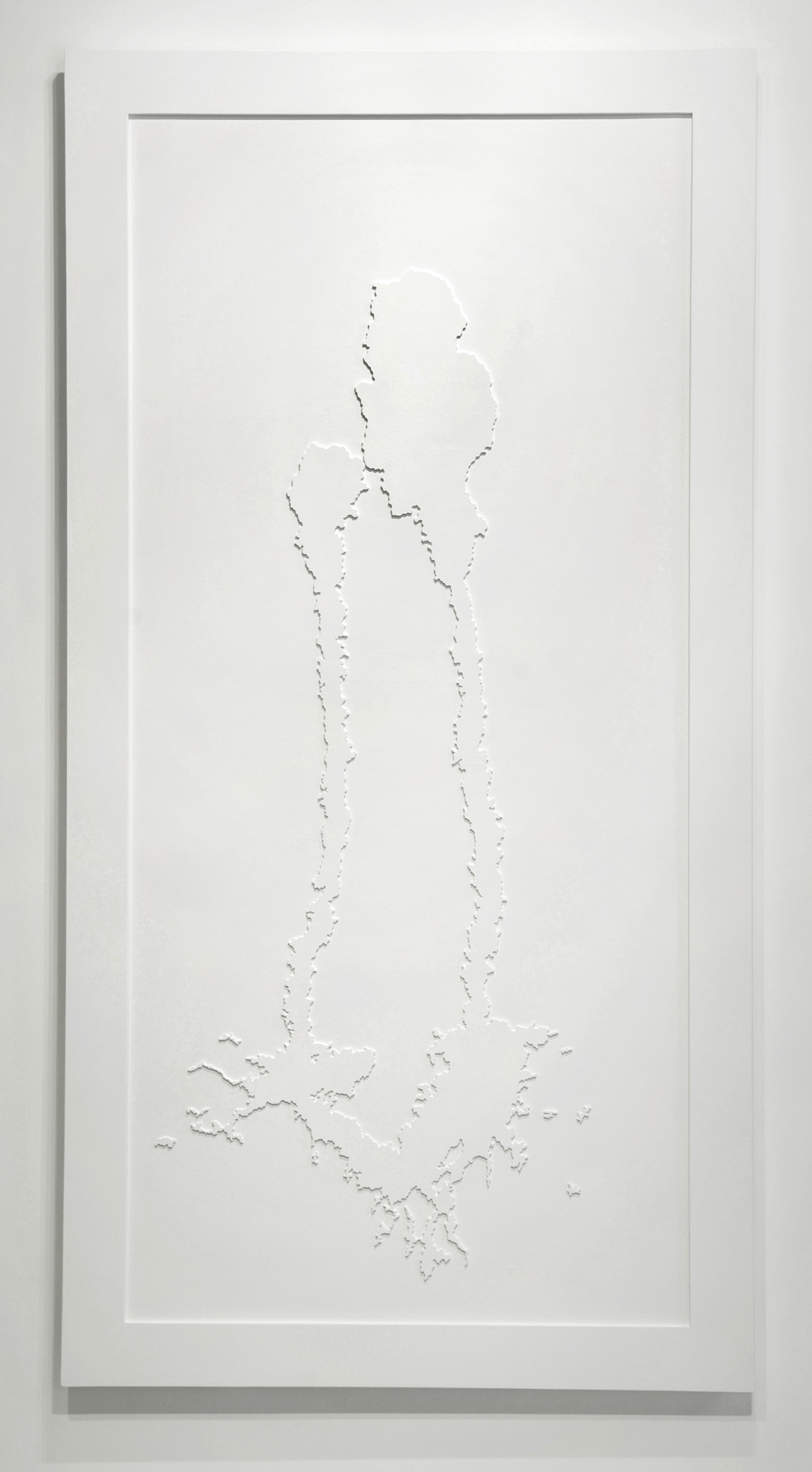 [CR5] Roadstains #1: Block party beer stain on Potomac Ave., Chicago, July 2004, 2004-ongoing painted wood relief 84 x 42 x 2 in (213.36 x 106.68 x 5.08 cm)