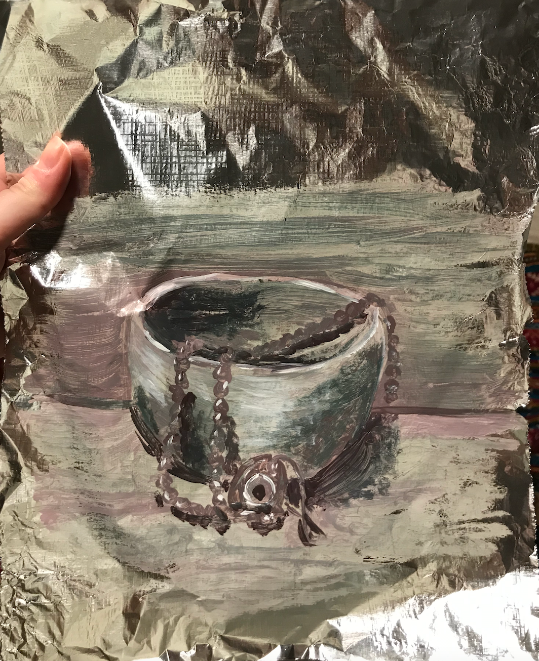 LIFE STUDY 2- acrylic on foil- 14x 14cm- 2020 