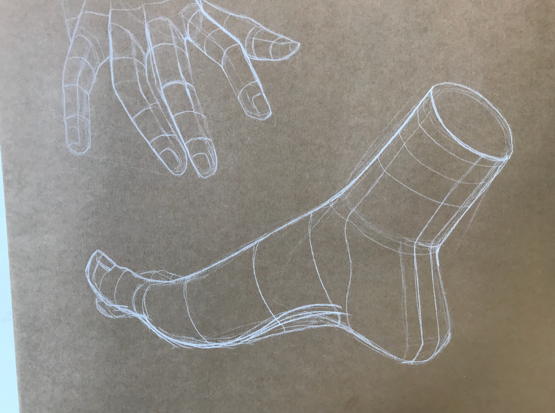 FOOT STUDY- white charcoal on kraft paper- 29.7 x 42cm- 2020