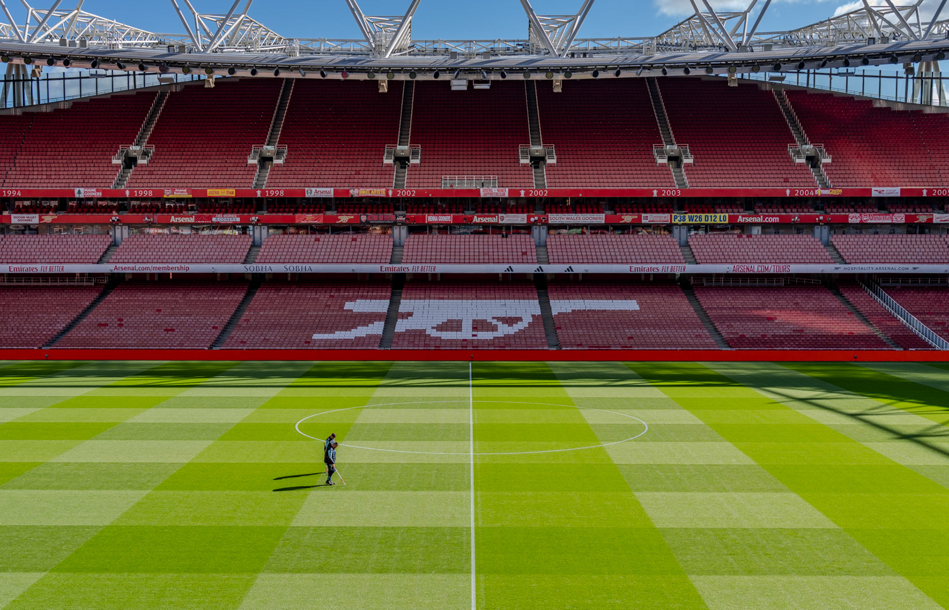 Midfield view at Arsenal's Emirates Stadium on match day