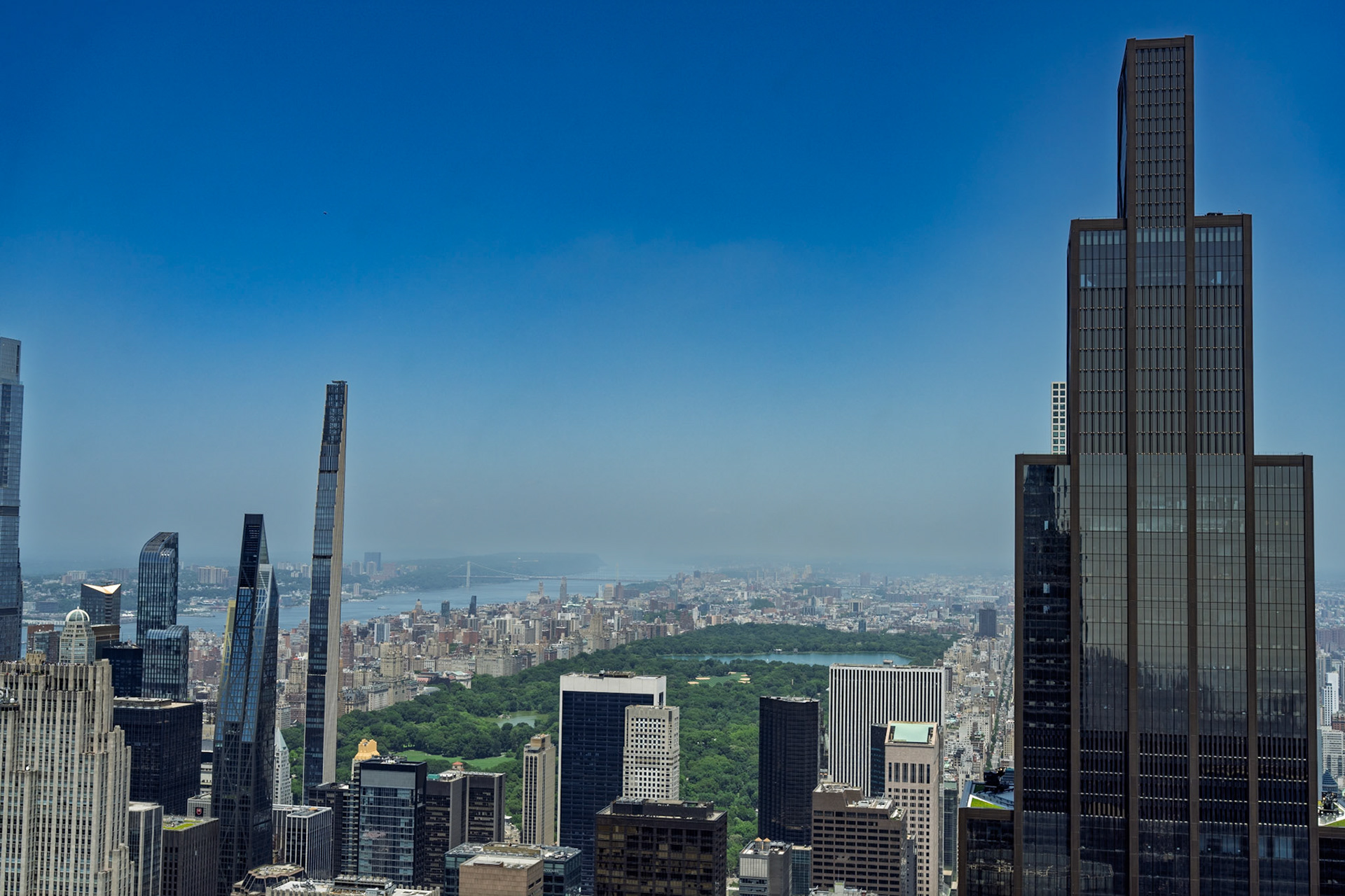 270 Park Avenue, 111 West 57th Street, Central Park, and other buildings in the view north from One Vanderbilt