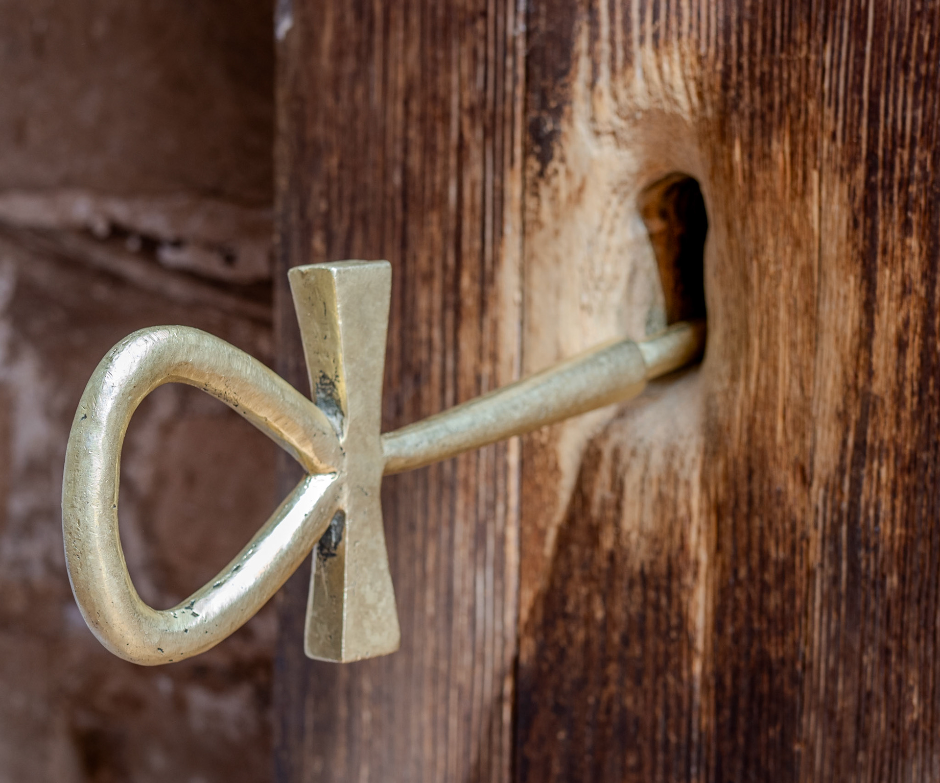 Ankh shaped key in the door of the Great Temple at Abu Simbel