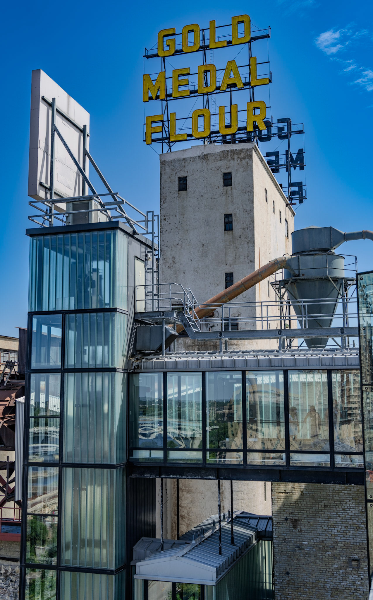 Gold Medal Flour sign on top of the old General Mills factory in Minneapolis