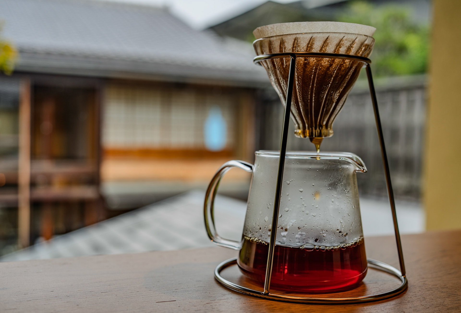 Hario V60 brewer at Blue Bottle Studio Kyoto
