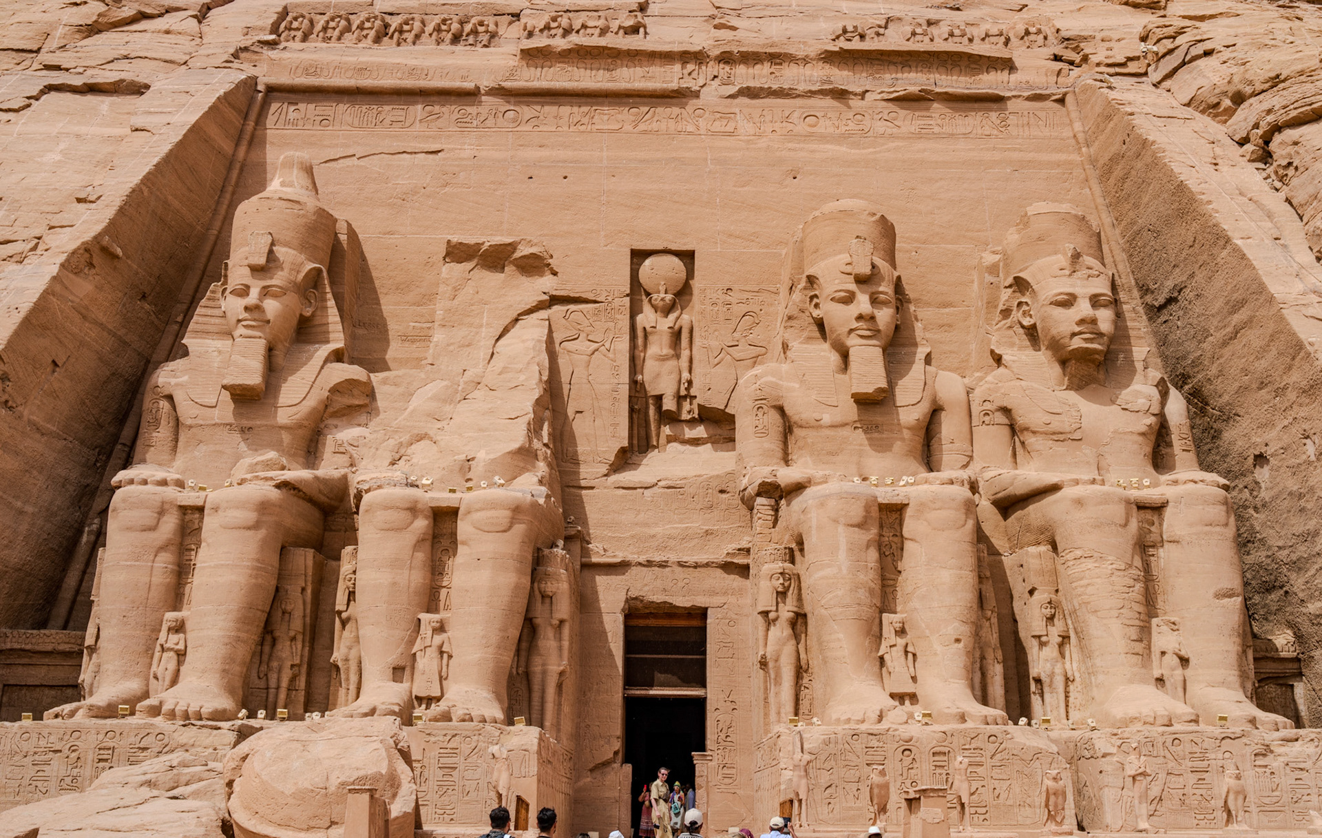 Great Temple at Abu Simbel built by Ramesses II (and later relocated to avoid flooding of Lake Nasser
