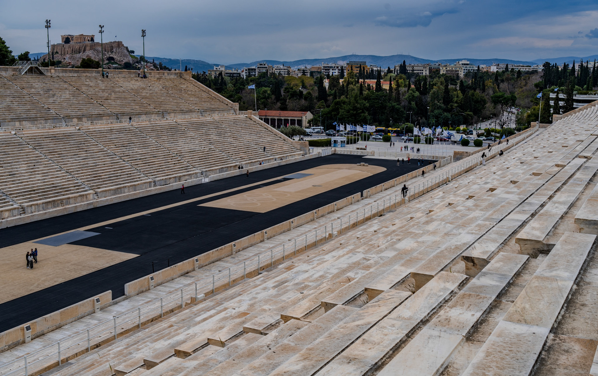 Acropolis of Athens visible behind the Panathenaic Stadium