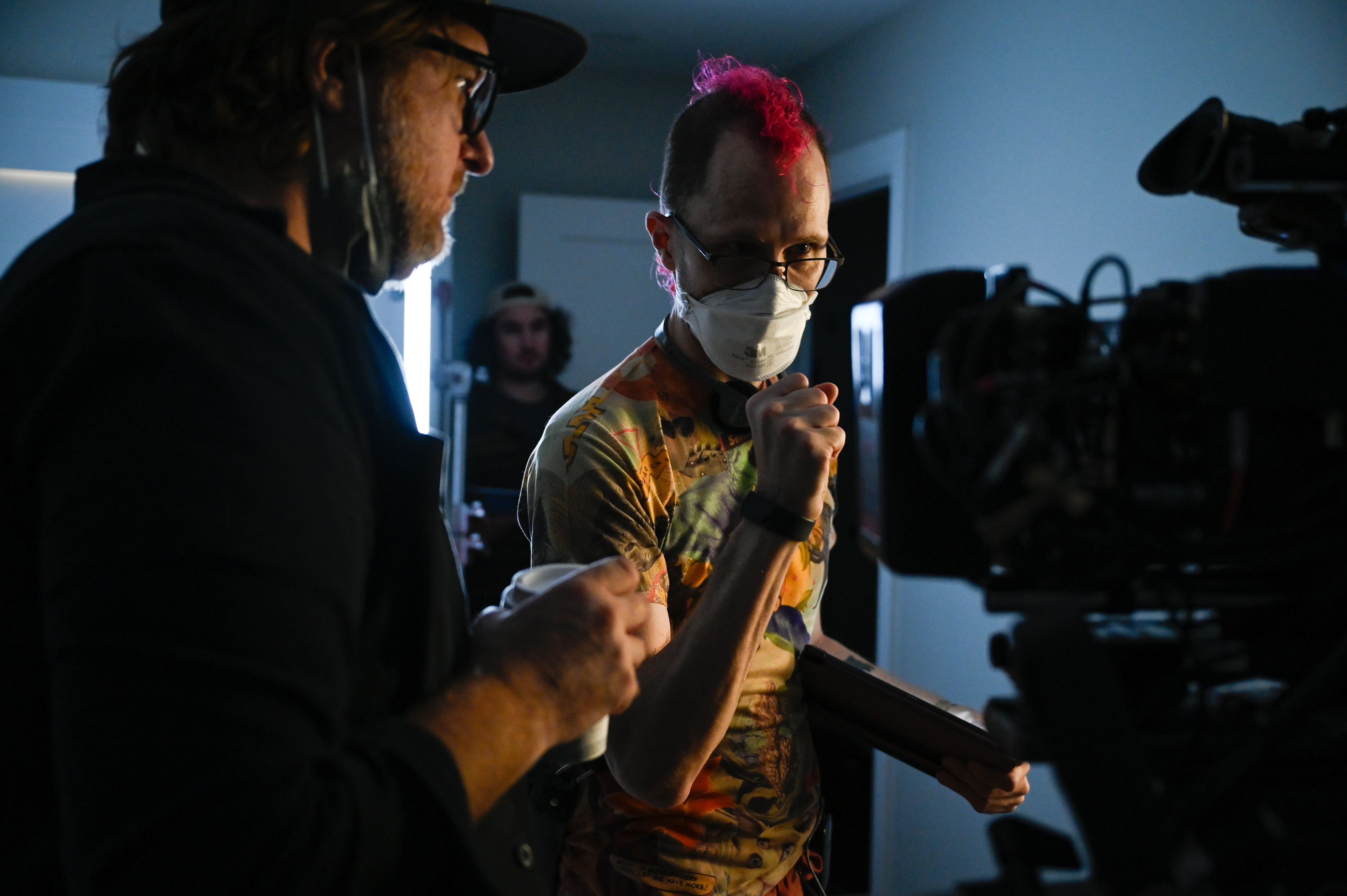 Director Ryan Couldrey likes what he sees on DOP Cabot McNenly's monitor