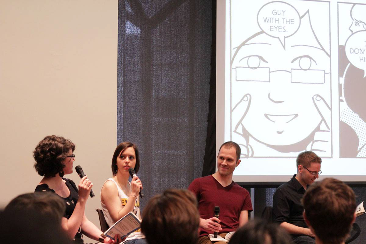 'Snow' panel at TCAF: Ryan presenting with the cast (Kira Hall and Nina Iordanova) and graphic novelist creator Benjamin Rivers