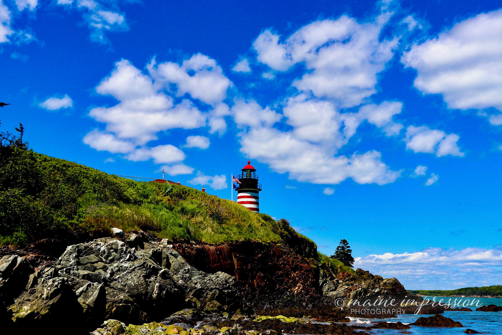 West Quoddy Head Lighthouse with Clouds 2