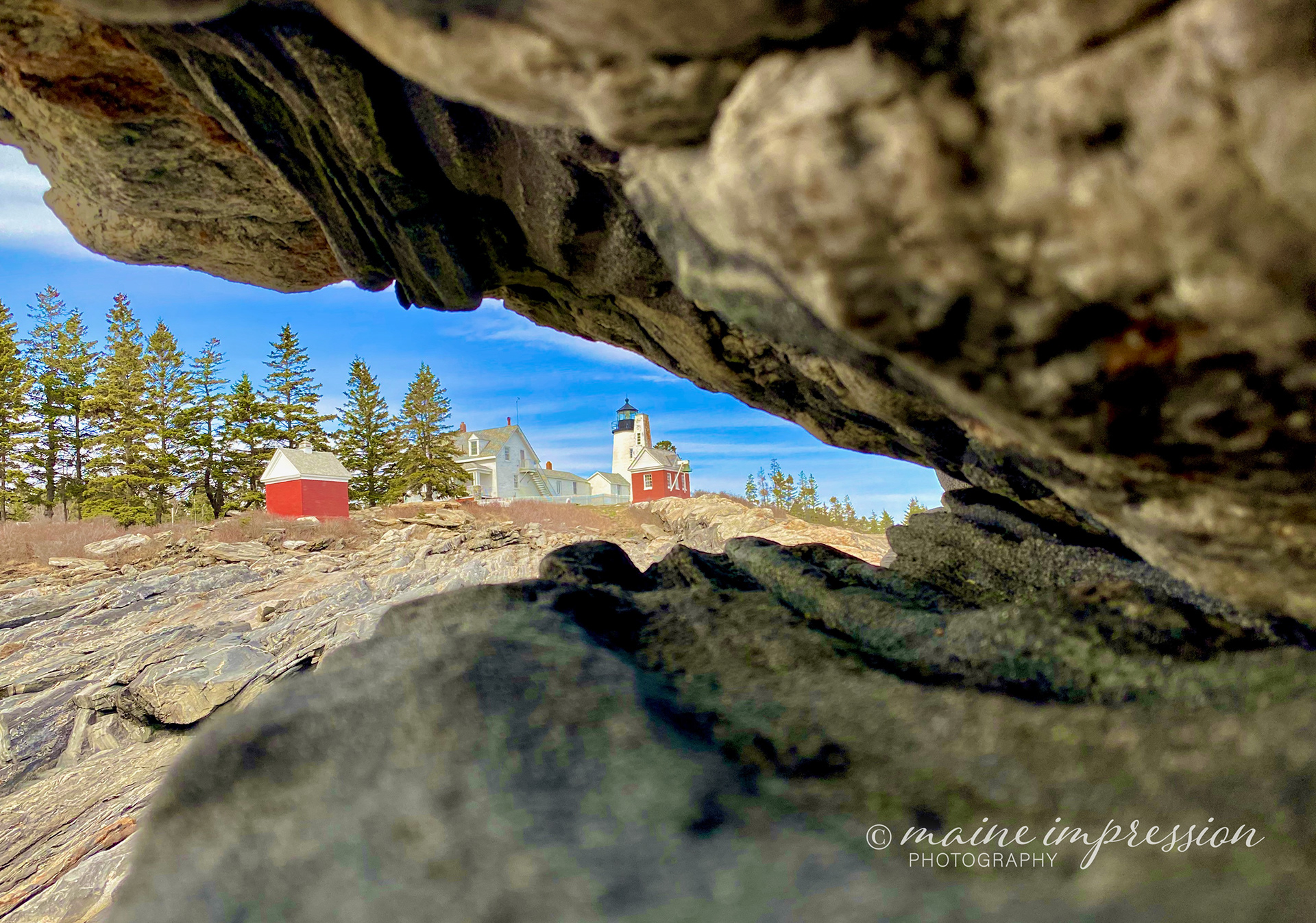 Pemaquid Point Lighthouse Through Rocks 1