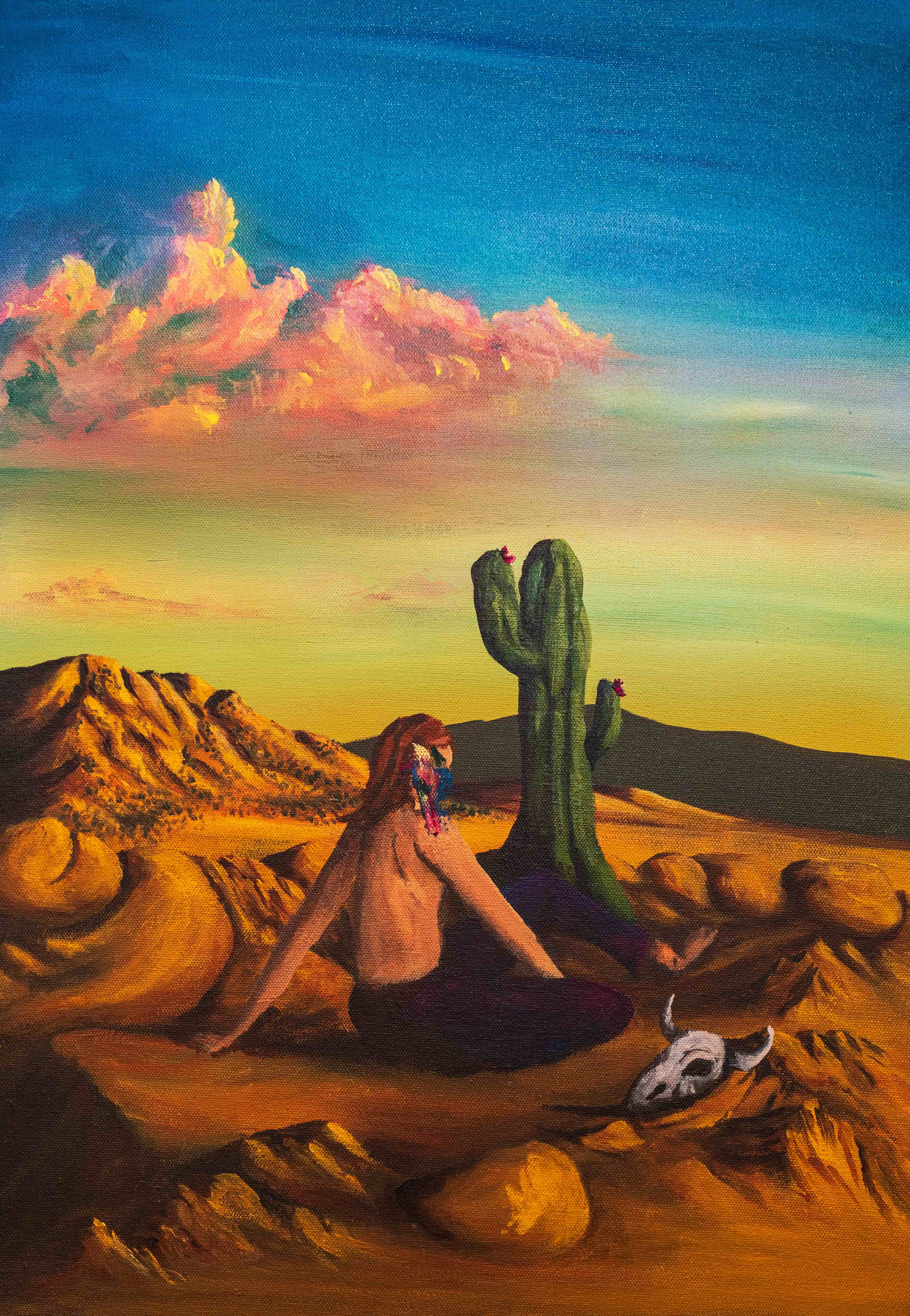 Warm sunset with a familiar stranger, 16"x20", 2022