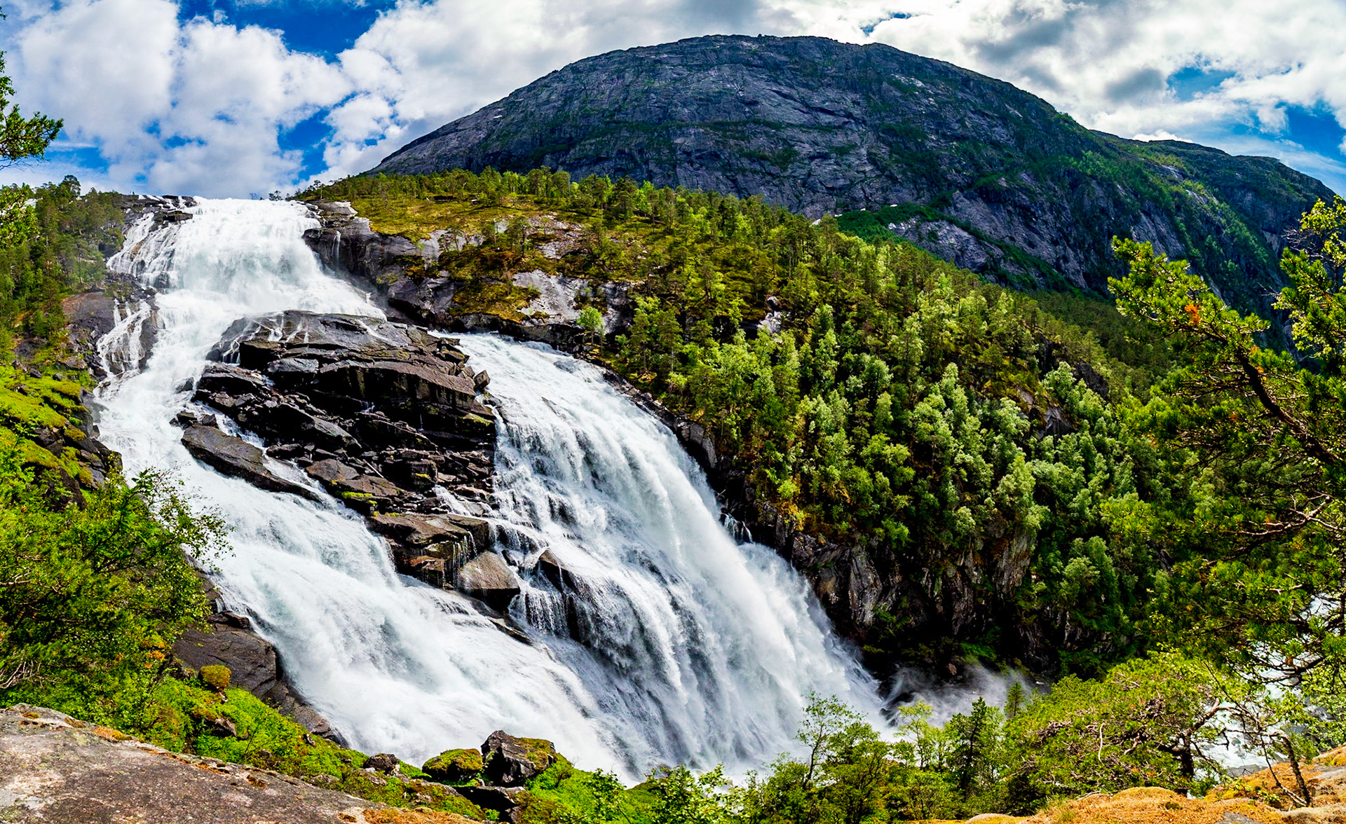 Mein letztes Bild des Nyastølfossen. Man kommt da richtig nah ran. So nah dass man die Gischt spürt.Juni 2018

My last picture of Nyastølfossen. One comes really close - so close that one can feel the spray. June 2018