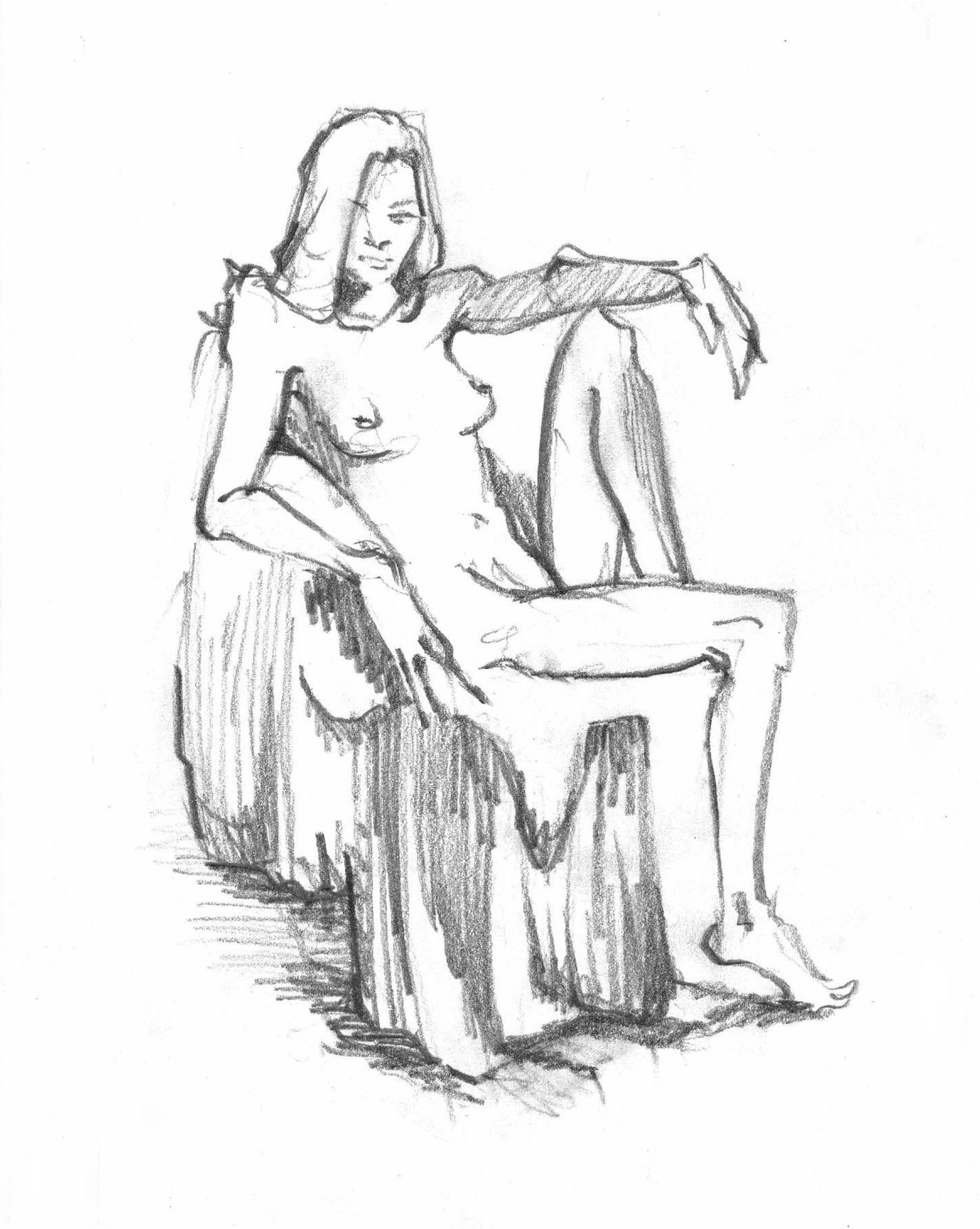 Figure Study 2, 2019, graphite on paper