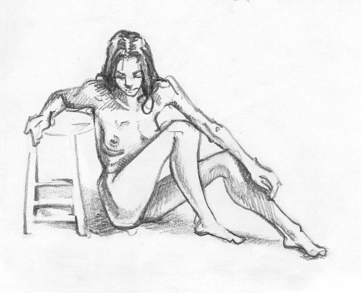 Figure Study 1, 2019, graphite on paper