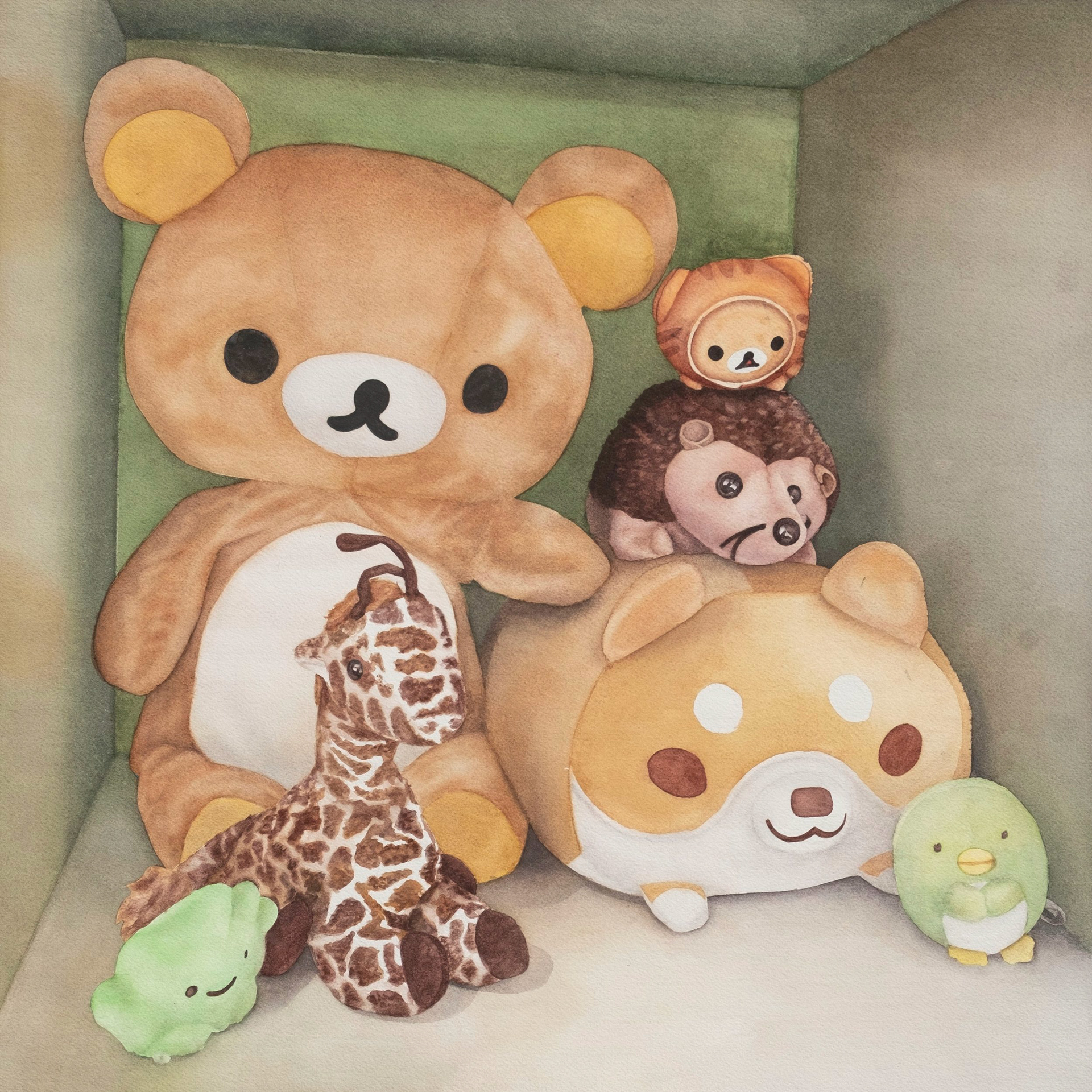 Friends!, 2020, watercolor on paper, 22x22"