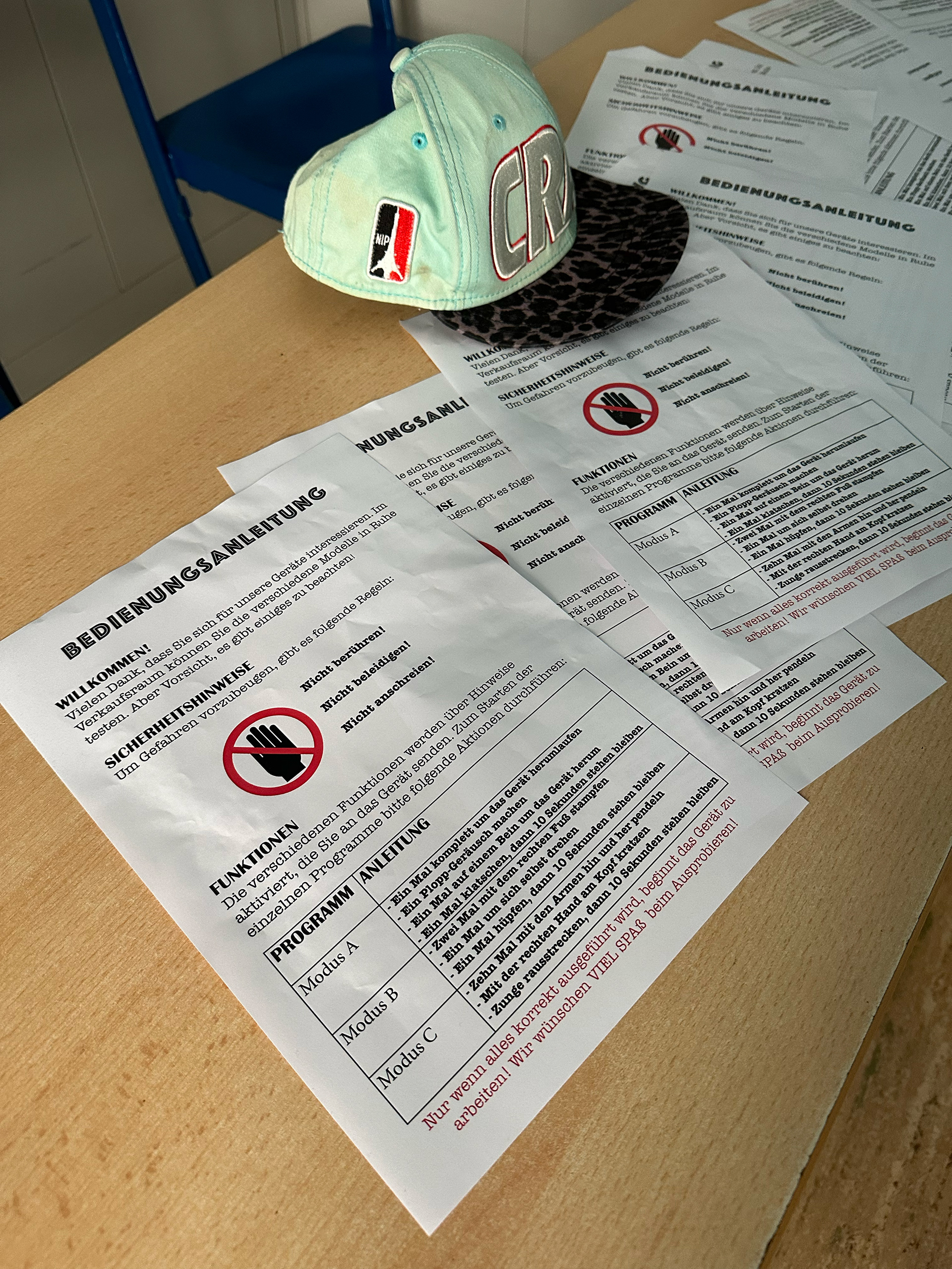 Manual for the audience to cope with the actors that appeared as robots in the performative installation "The Limits of Normalcy".