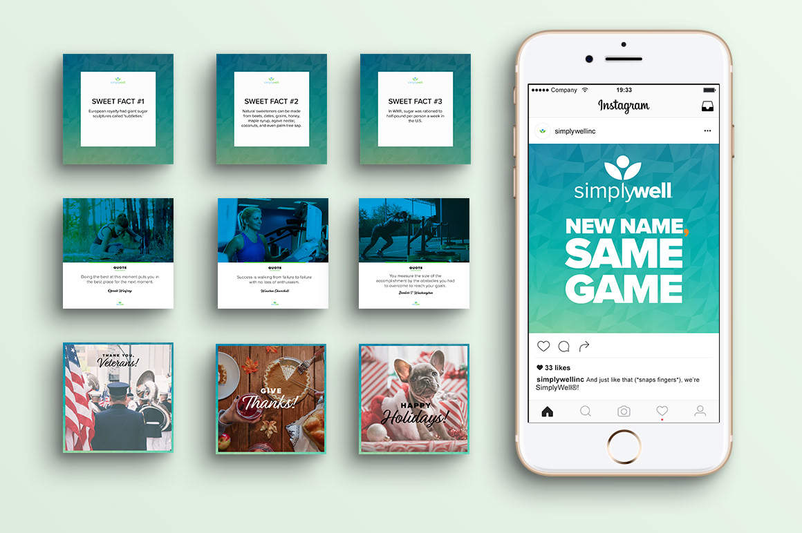 SimplyWell Instagram on an iPhone