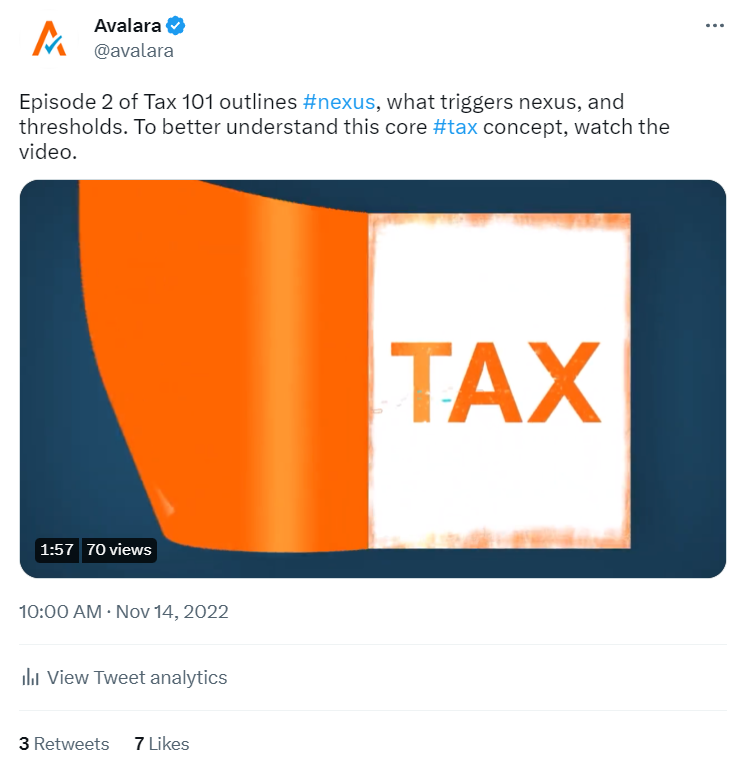 Episode 2 of Tax 101 outlines #nexus, what triggers nexus, and thresholds. To better understand this core #tax concept, watch the video. Video thumbnail
