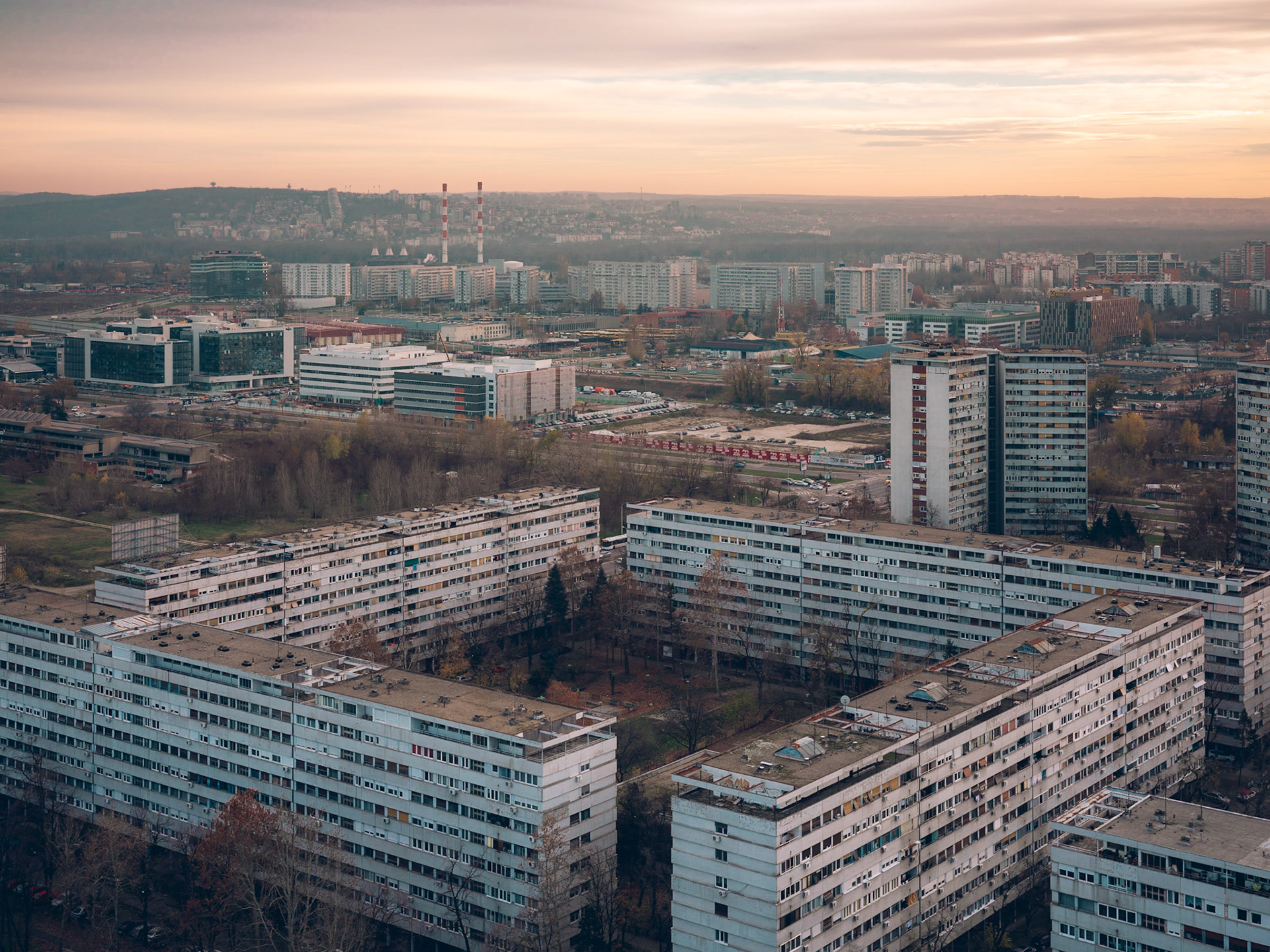View from the top-floor of the residential wing of the famous Genex Tower