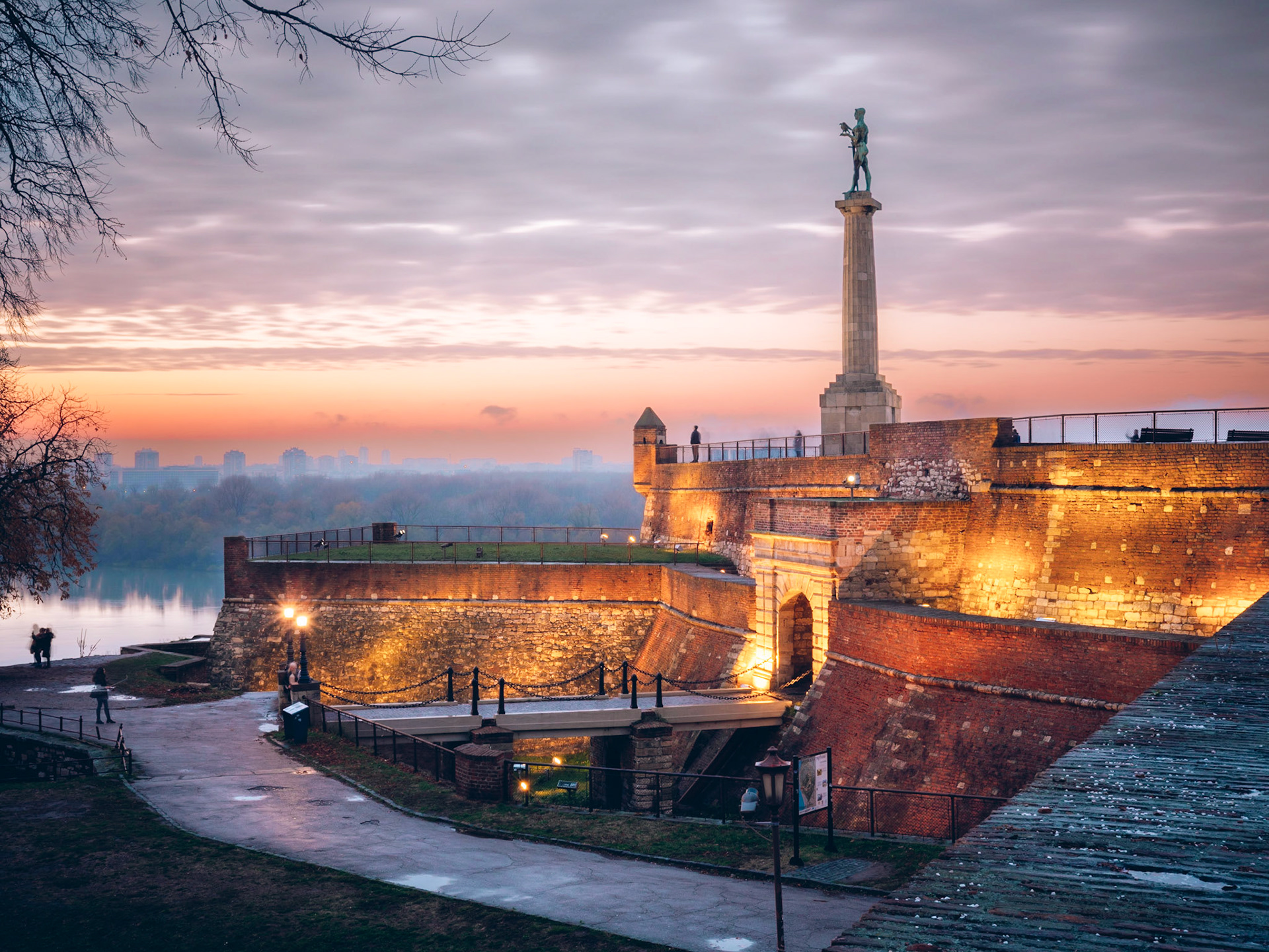 Pobednik (The Victor), monument of a man holding an eagle, commemorating Serbia's victory during the Balkan Wars. Kalemegdan Fortress.