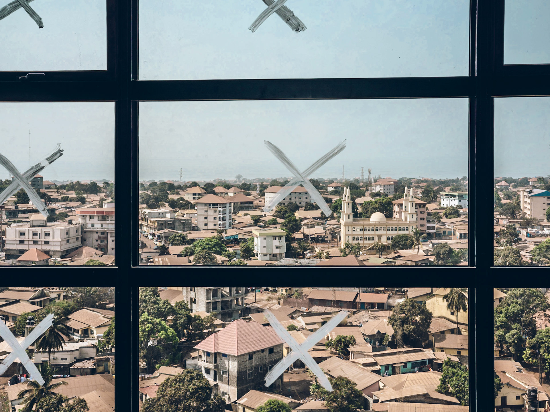 View from the 28th floor of an under-construction luxury apartment complex in Kipé. Conakry, Guinea.