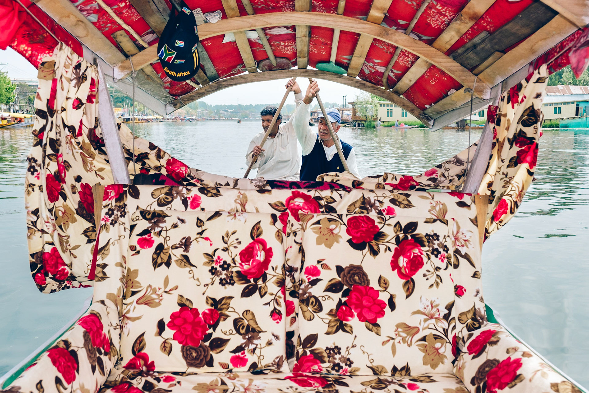 Shikara (boat) on the Dal Lake. Srinagar, Kashmir, 2019.
