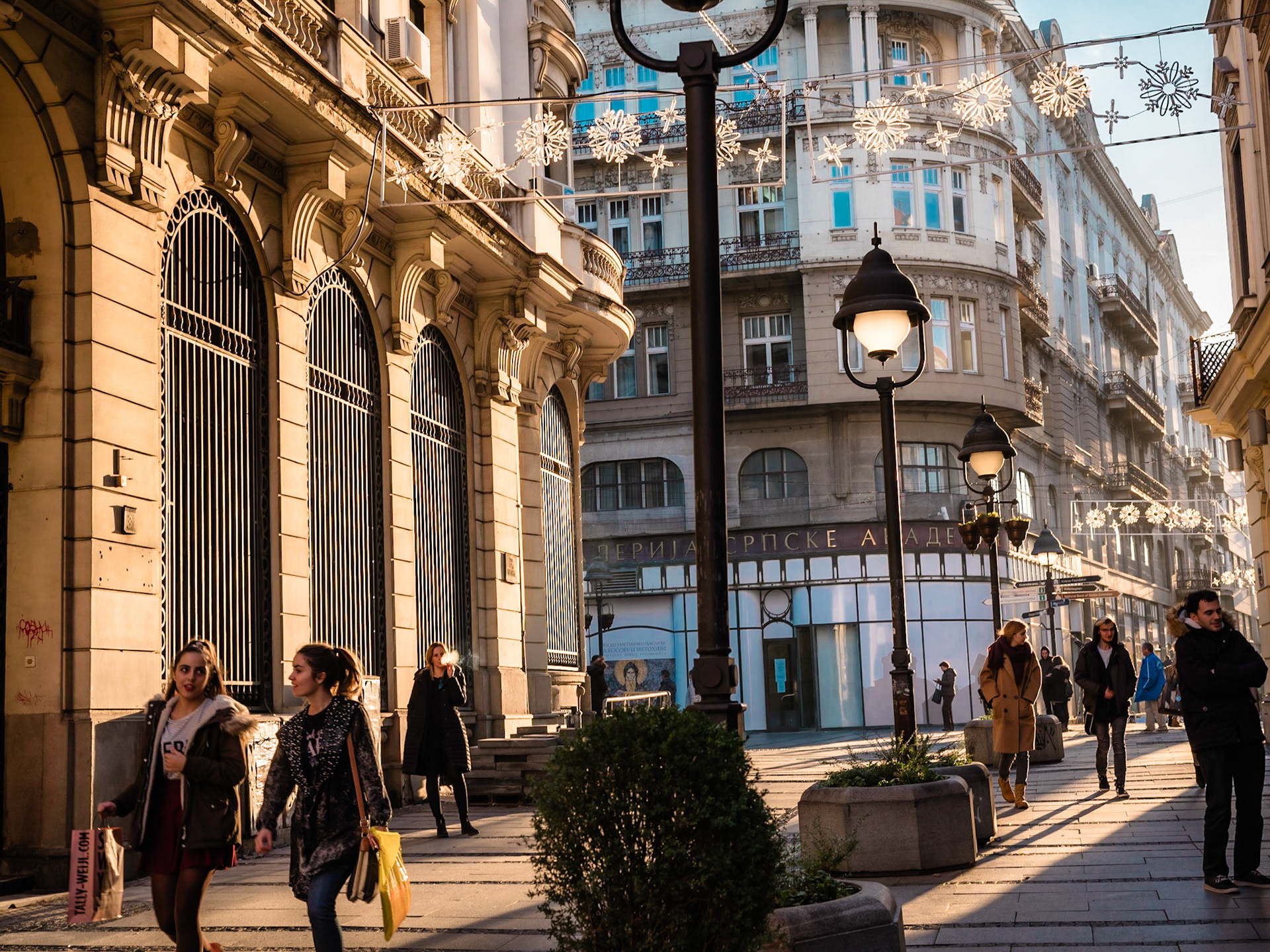 Intersection of Kneza Mihaila and Vuka Karadžića. Main pedestrian and shopping zone in Belgrade.